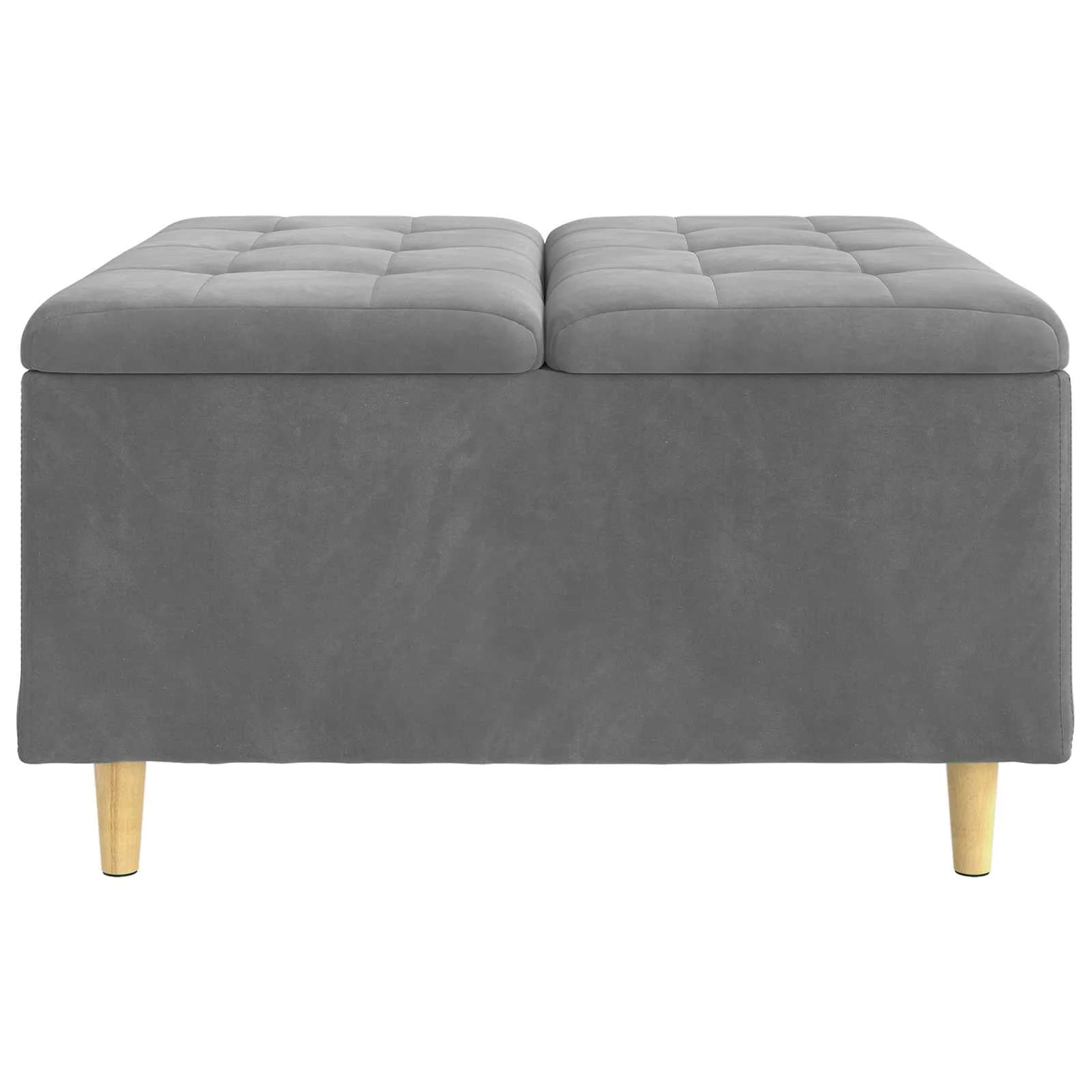 Shranjevalna tabureta Temno siva 80 x 80 x 45 cm Žamet - slika 5