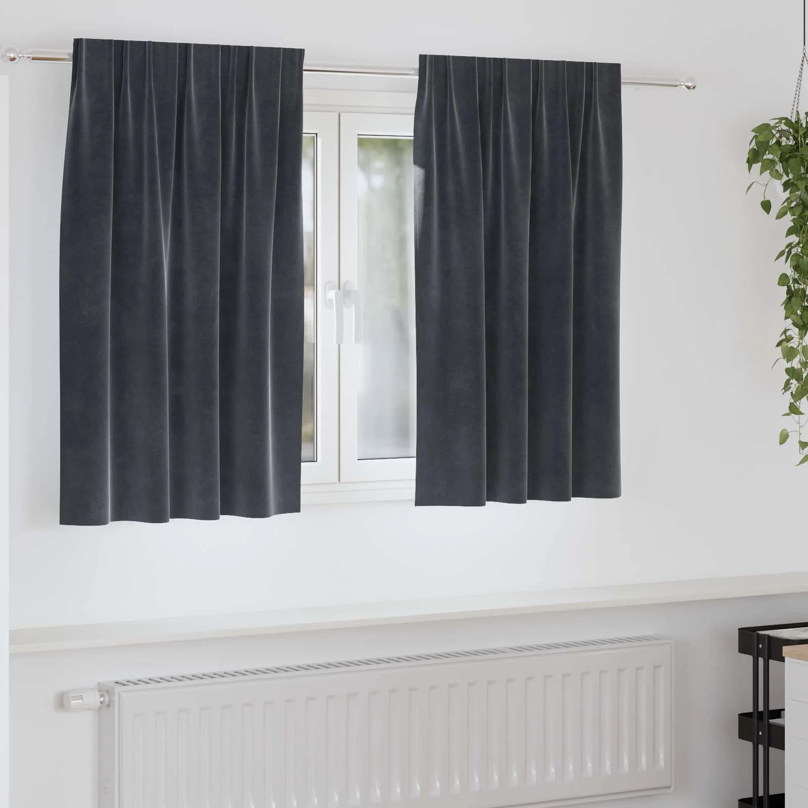 Zatemnitvene zavese 2 kos Temno siva 140 x 140 cm Žamet