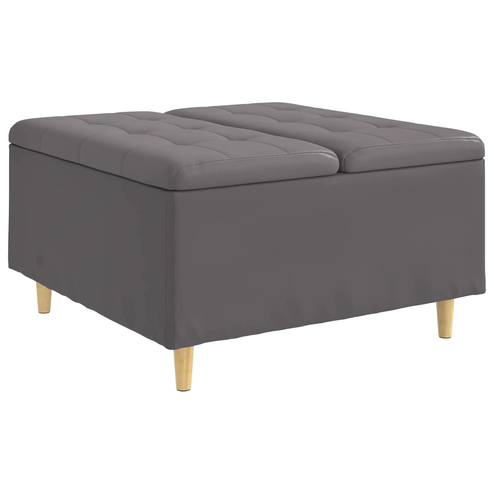 Shranjevalna tabureta Siva 80 x 80 x 45 cm Umetna koža - slika 2
