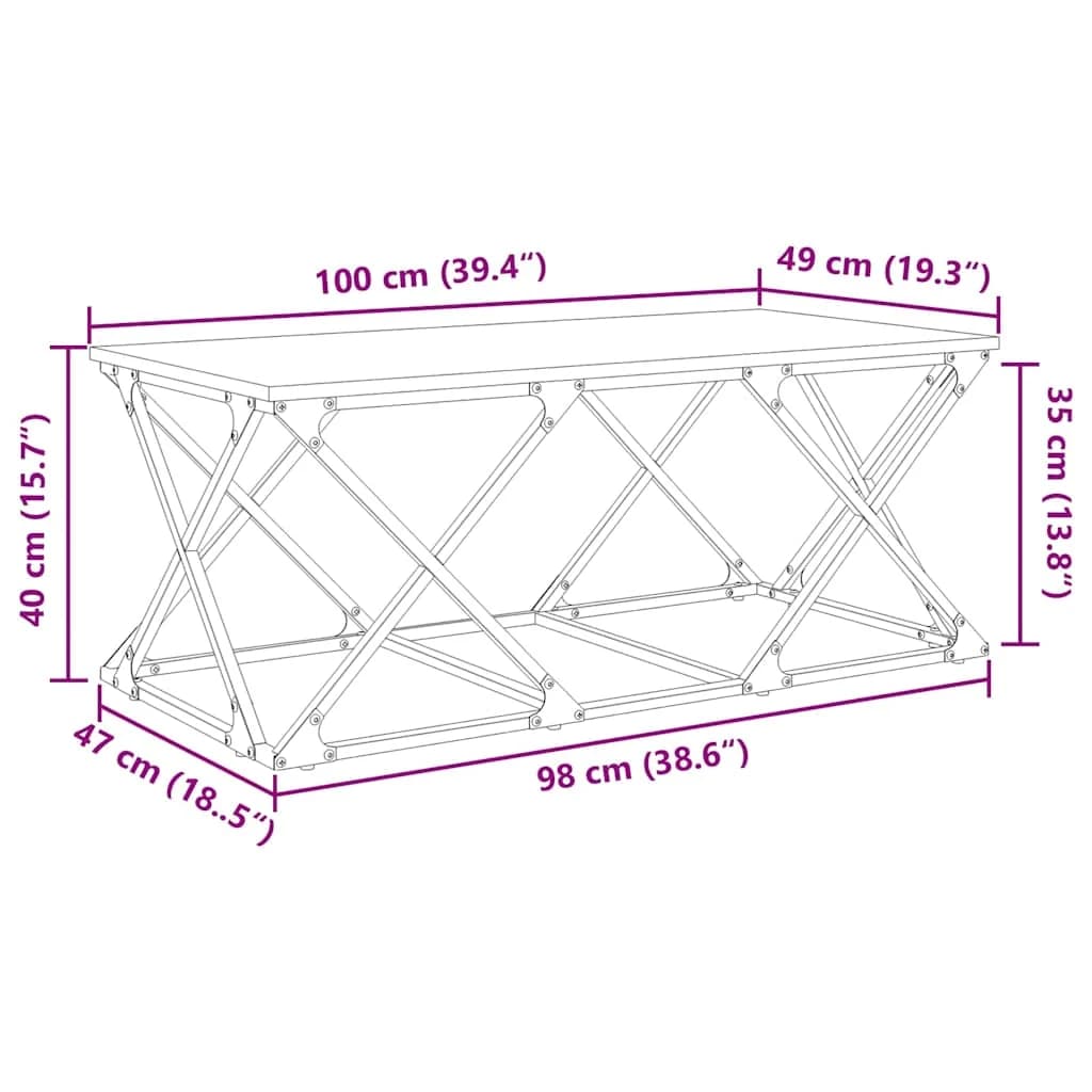 Klubska miza Umetni hrast 100 x 49 x 40 cm Inženirski les - slika 11