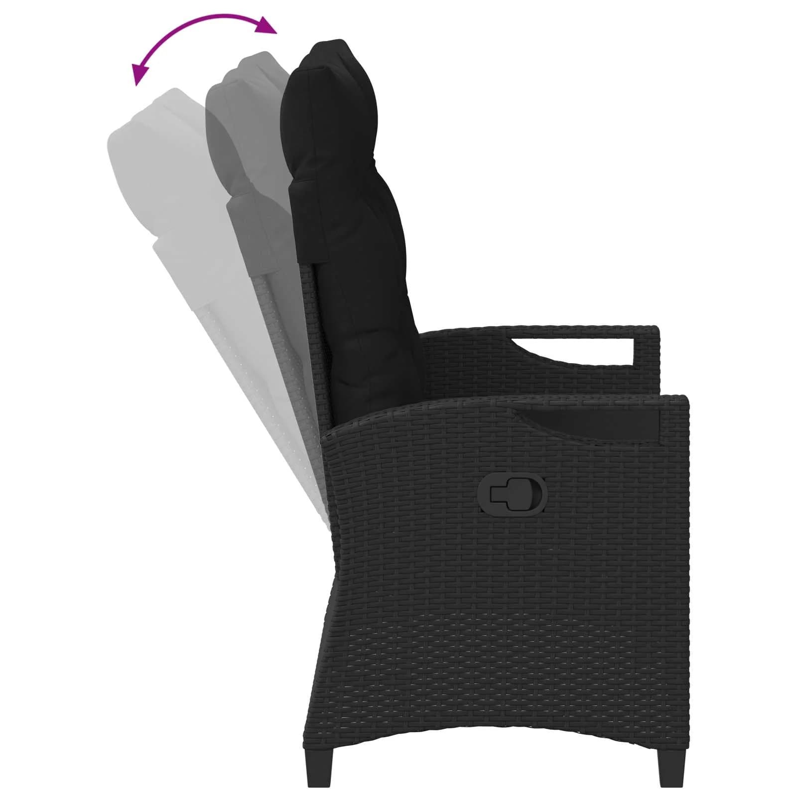 Vrtna klop z blazino Črna 105 x 60 x 112 cm Jeklo in poliestren - slika 9