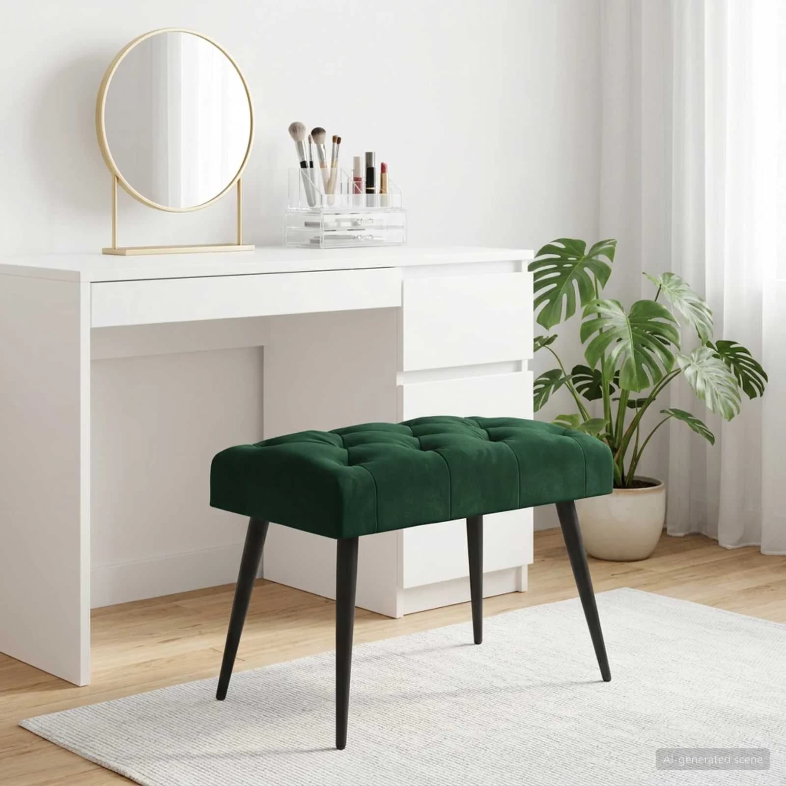Klop s gumbnim oblazinjenjem Temno zelena 60 x 40 x 45 cm Žamet - slika 4