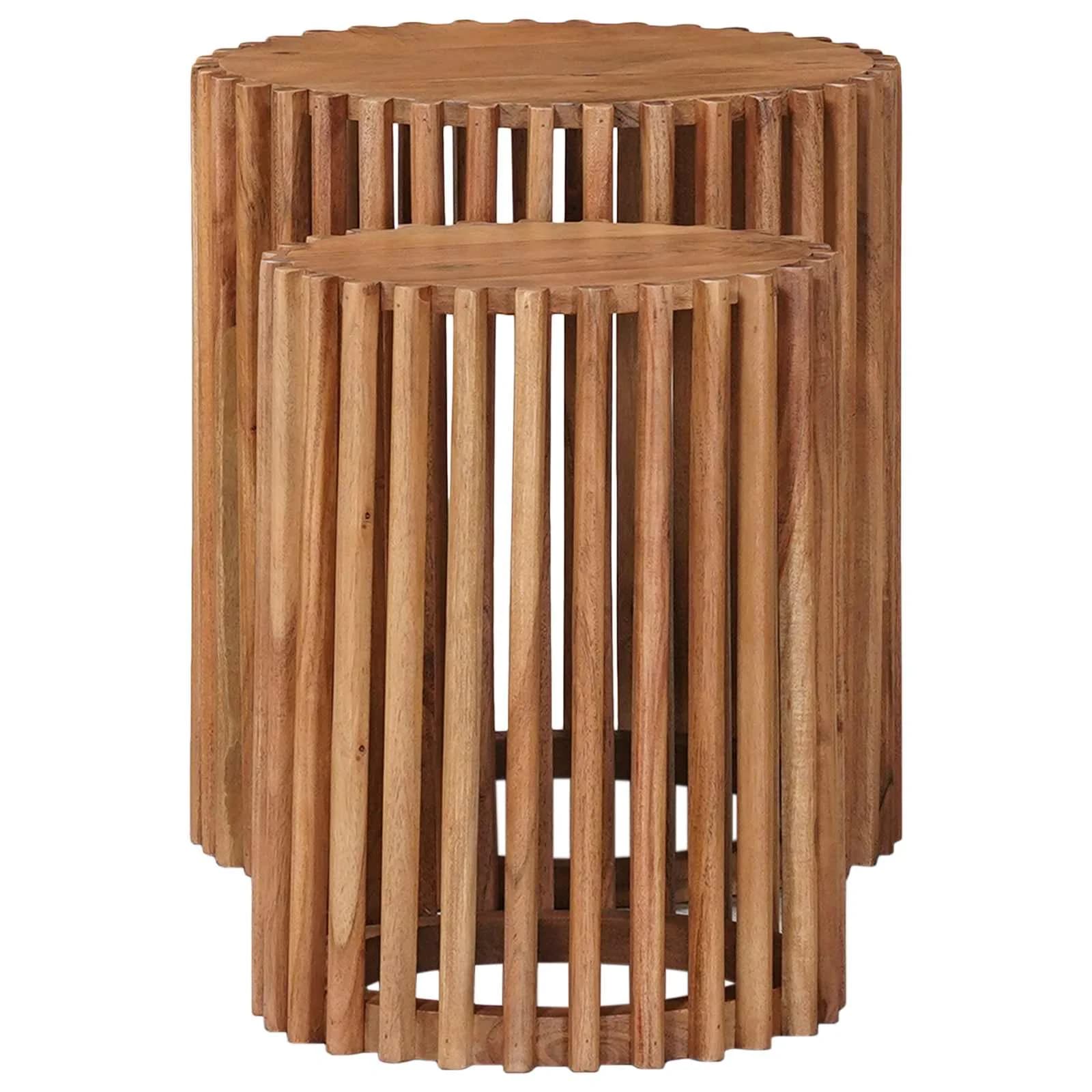Ročno izdelan set stranskih miz 2 kos Teak rjava - slika 6