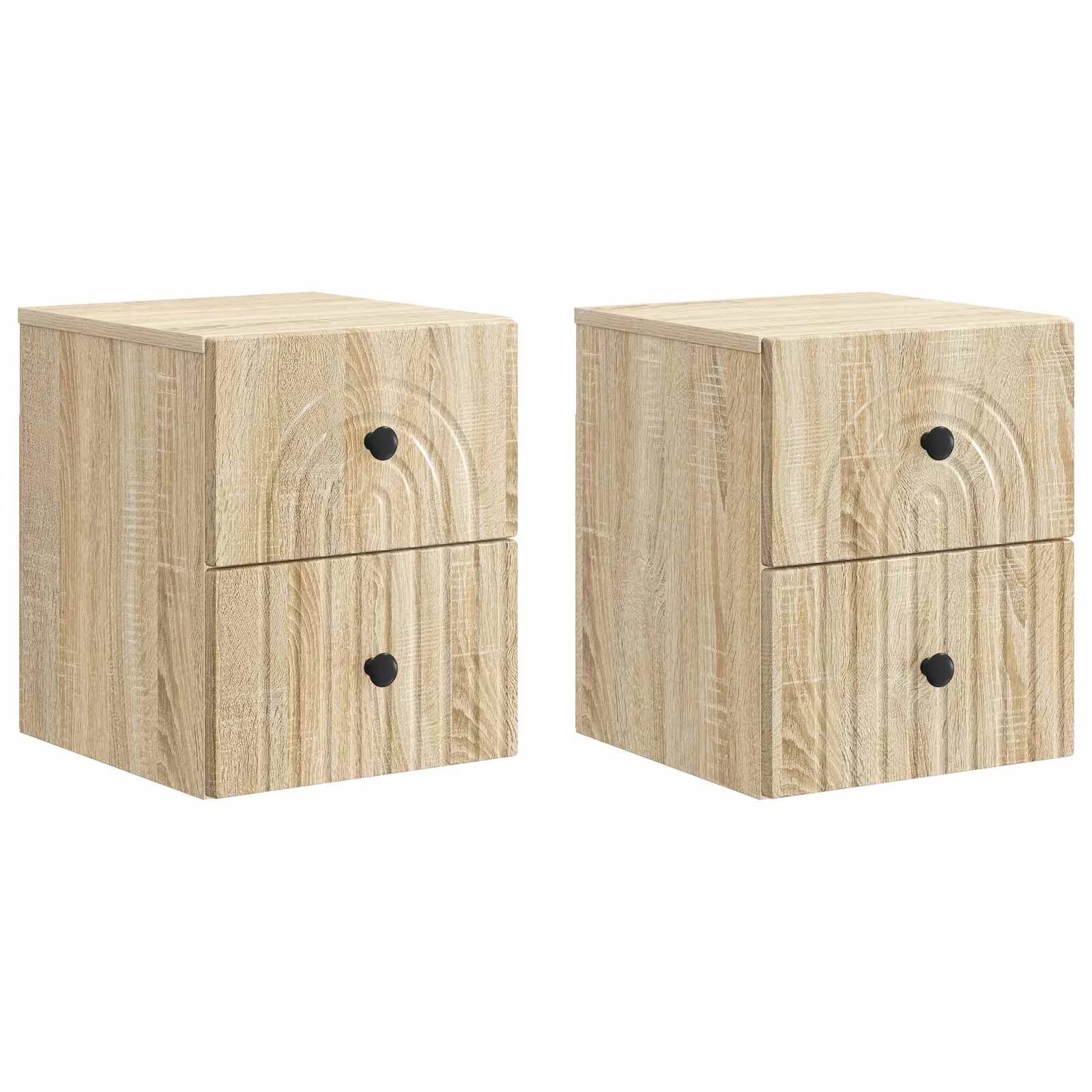 Stenski nočni omarici 2 kos Sonoma hrast 33 x 34,5 x 40 cm - slika 2