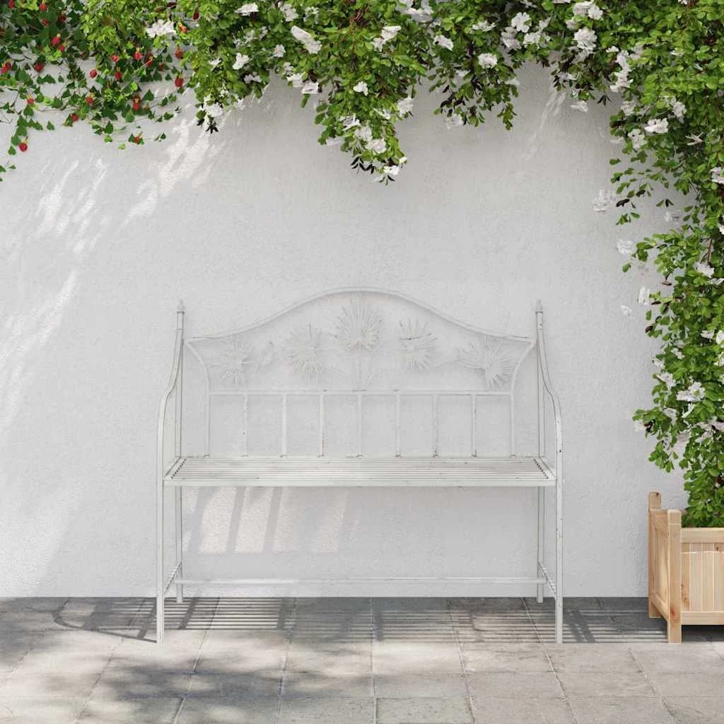 Vrtna klop Antik bela 104 x 52,5 x 89 cm Jeklo - slika 3