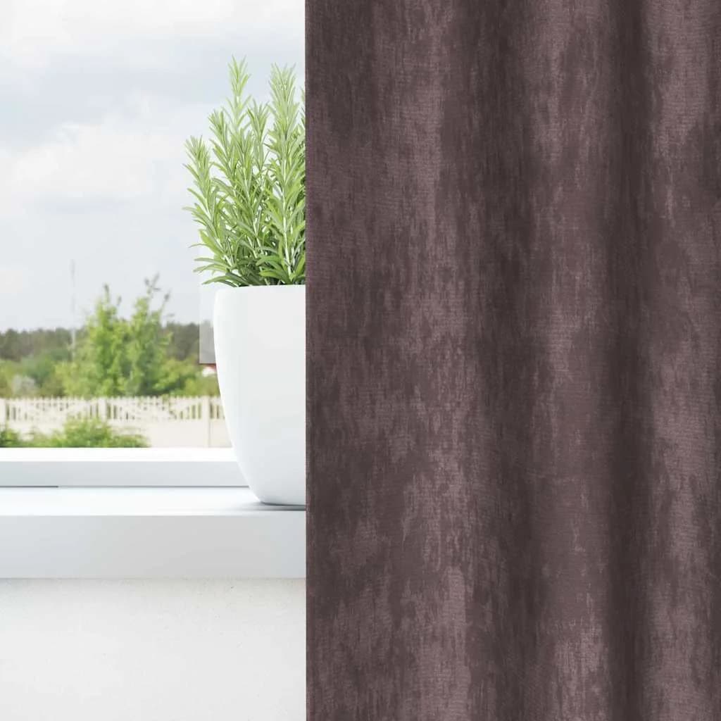 Velvete zavese 2 kos Rjava 245 x 140 cm Žamet - slika 3