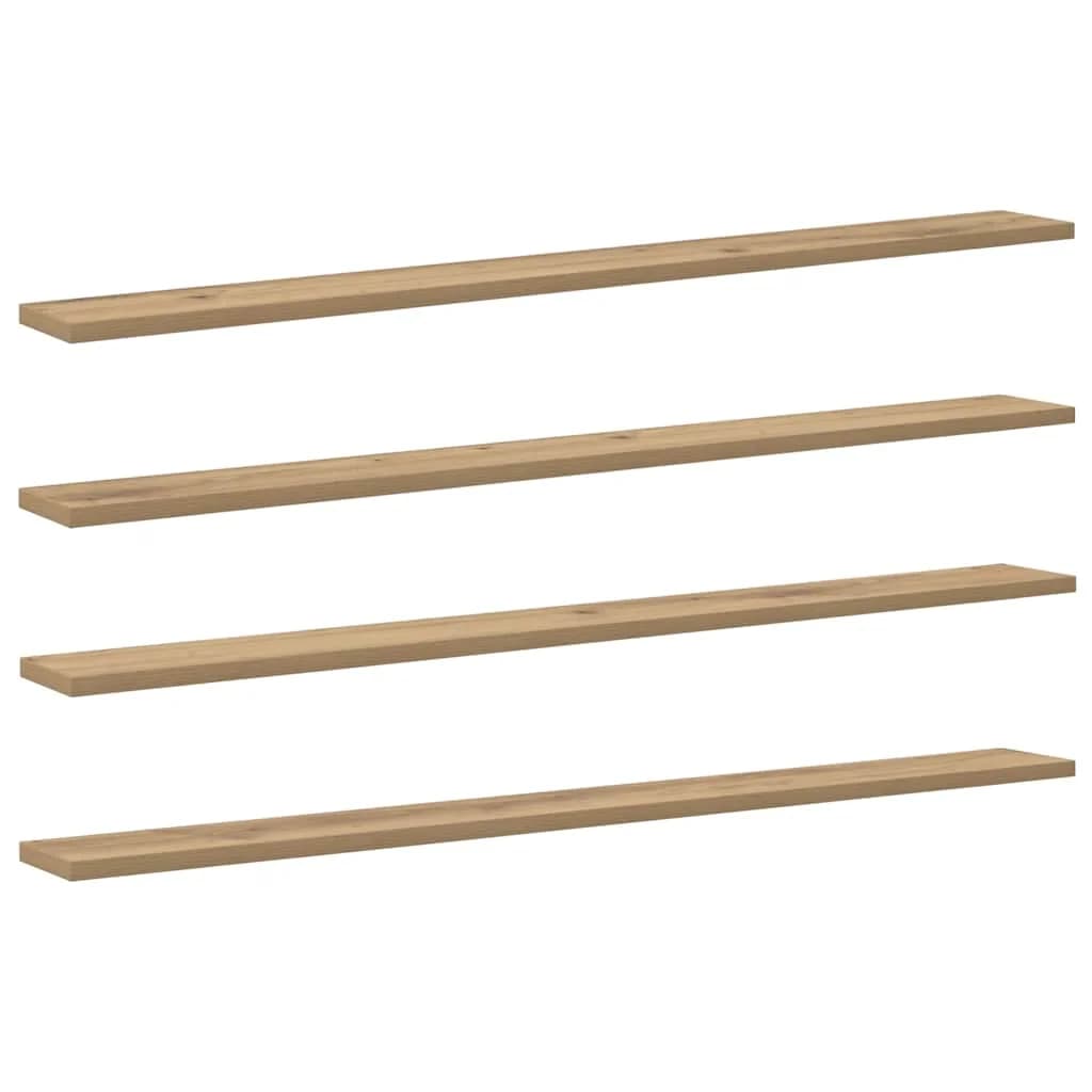 Polica za knjige 3 nivojev 4 kos 100 x 10 x 1,5 cm Rjava - slika 2