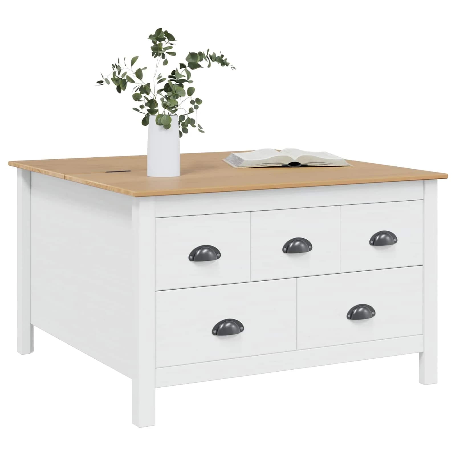Klubska miza HILL Bela in medena rjava 79.5 x 79.5 x 49 cm - slika 3