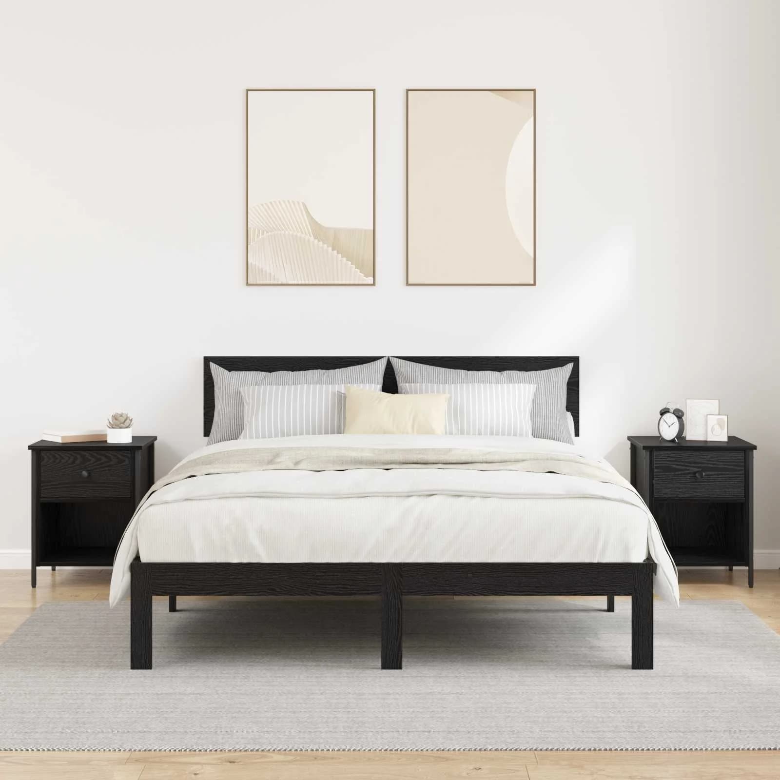 Nočna omarica 2 kos Črna Orehovina 40 x 42 x 50 cm - slika 4