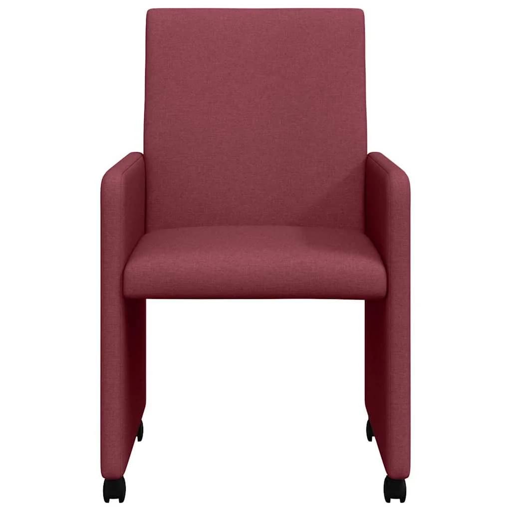Jedilni stoli s kolesi 2 kos blago vinsko rdeča 57 x 66 x 94 cm - slika 4