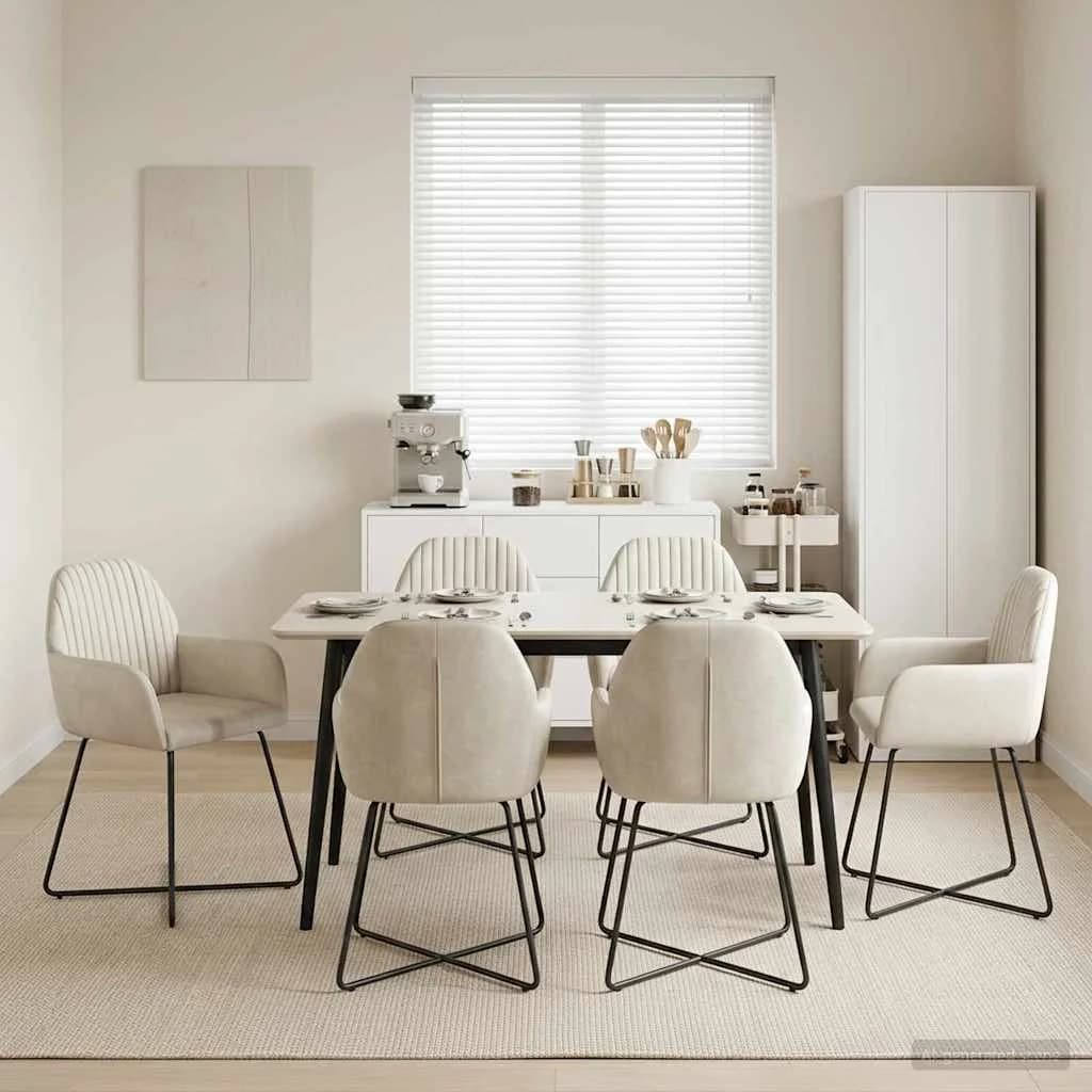Jedilni stoli 6 kos Žamet Krem 55 x 50 x 84 cm