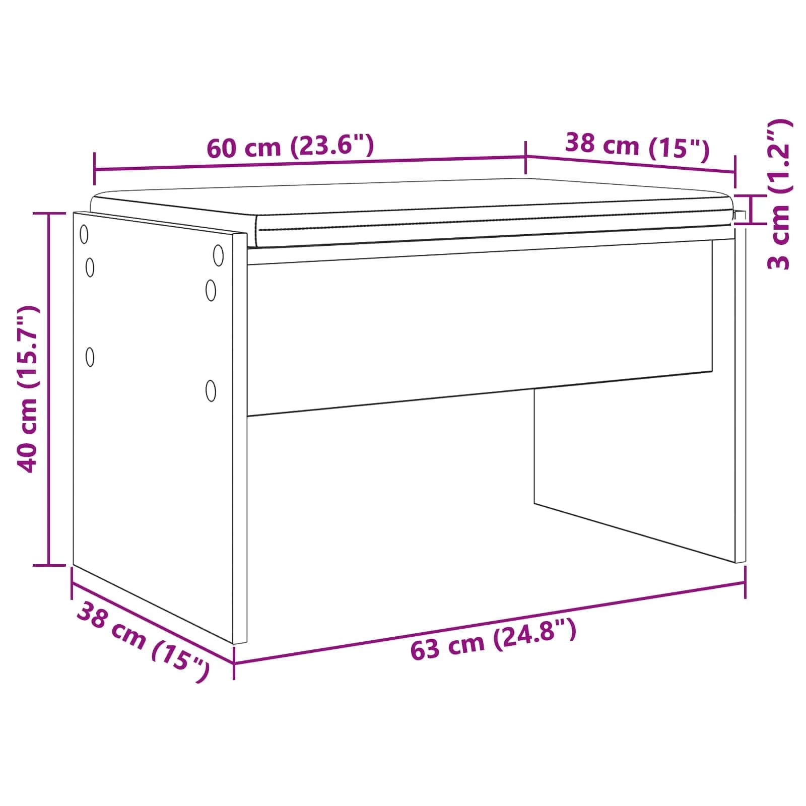 Haldna klop Umetni hrast 63 x 38 x 40 cm - slika 12