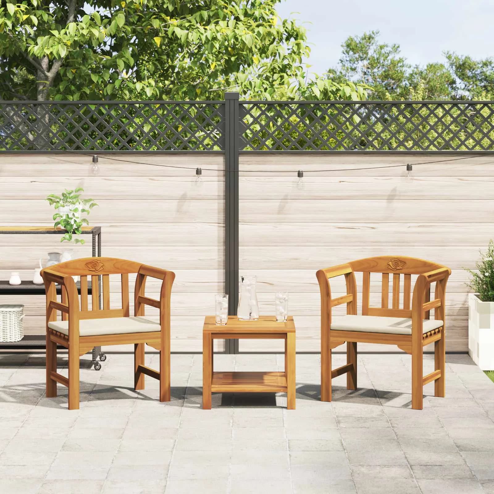 Klop s rozami Naravna 68,5 x 46 x 82,5 cm Masiven les akacije - slika 3