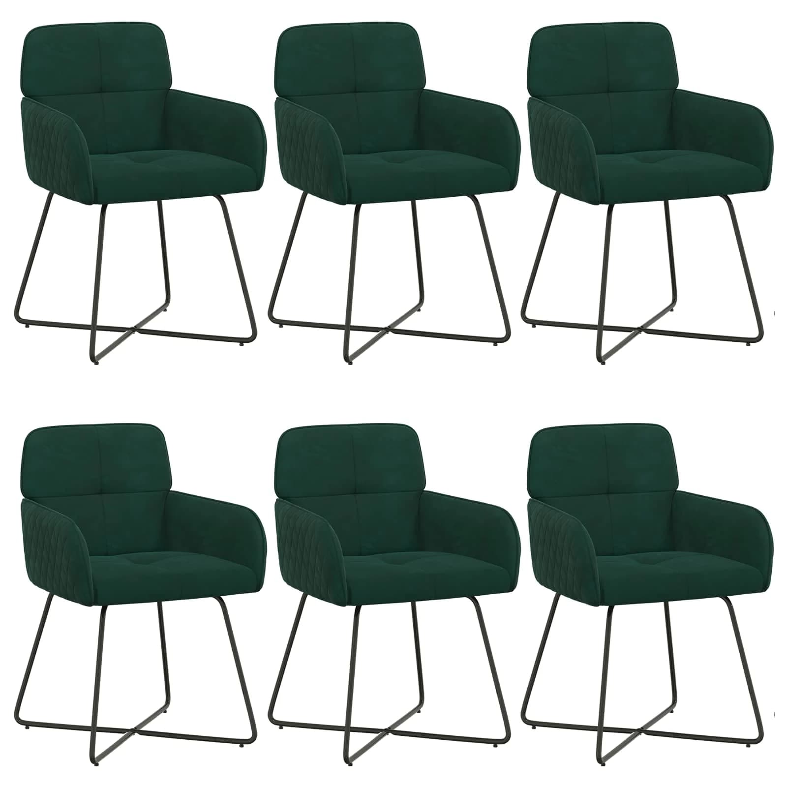 Jedilni stoli 6 kos Žamet Temno zelena 59 x 56,5 x 86 cm - slika 2
