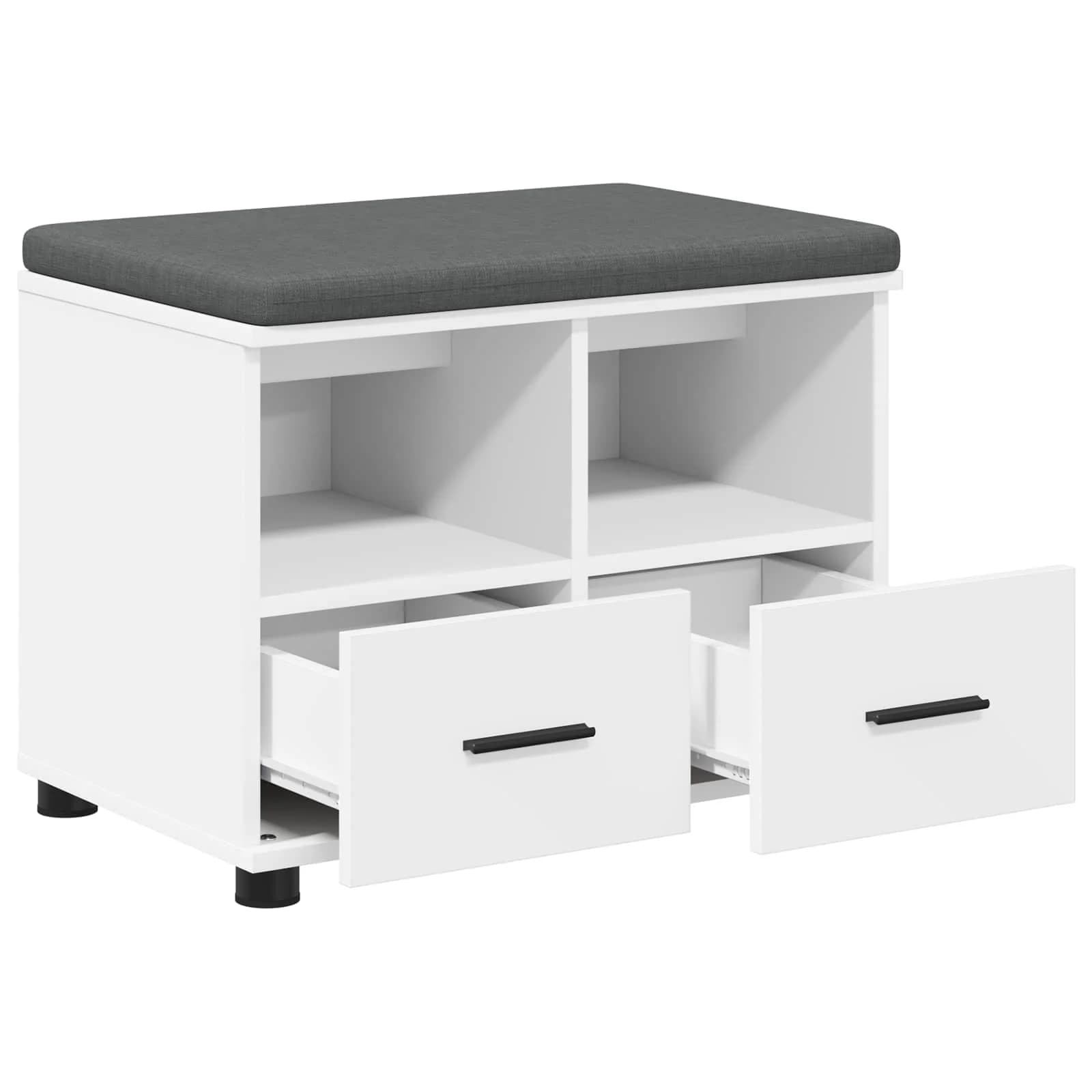Haldna klop Bela 60 x 38 x 46 cm Oblikovan Les in Tkanina - slika 5