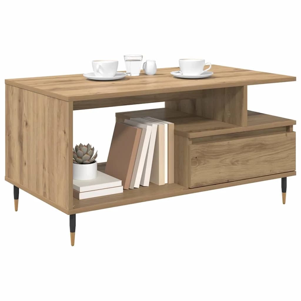 Klubska miza Umetni hrast 90 x 49 x 45 cm Inženirski les - slika 3