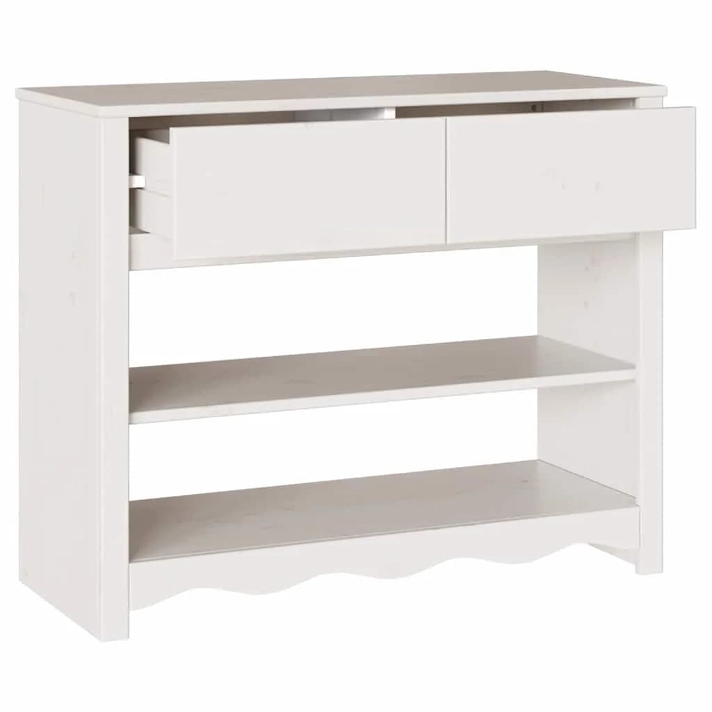 Konzolna miza Drammen Bela 89,5 x 37 x 73 cm Masivno borovo les - slika 5