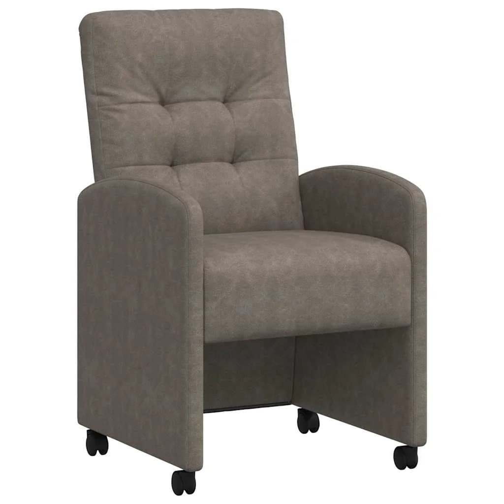 Jedilni stoli s kolesi 2 kos Umetna koža Siva 58 x 67 x 97 cm - slika 2