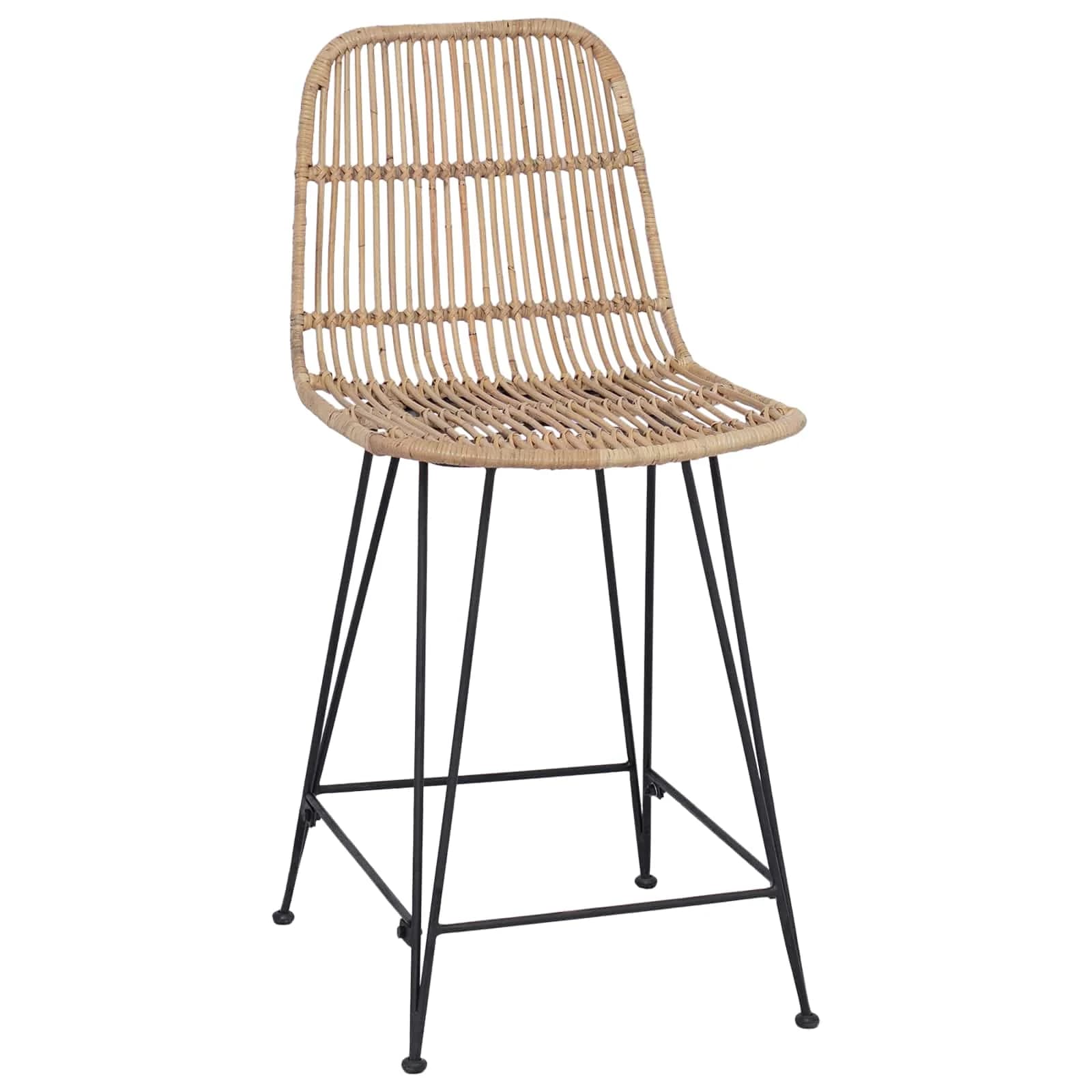 Barski stol 2 kos Naravna 44 x 54 x 96 cm Rattan in jeklo - slika 4