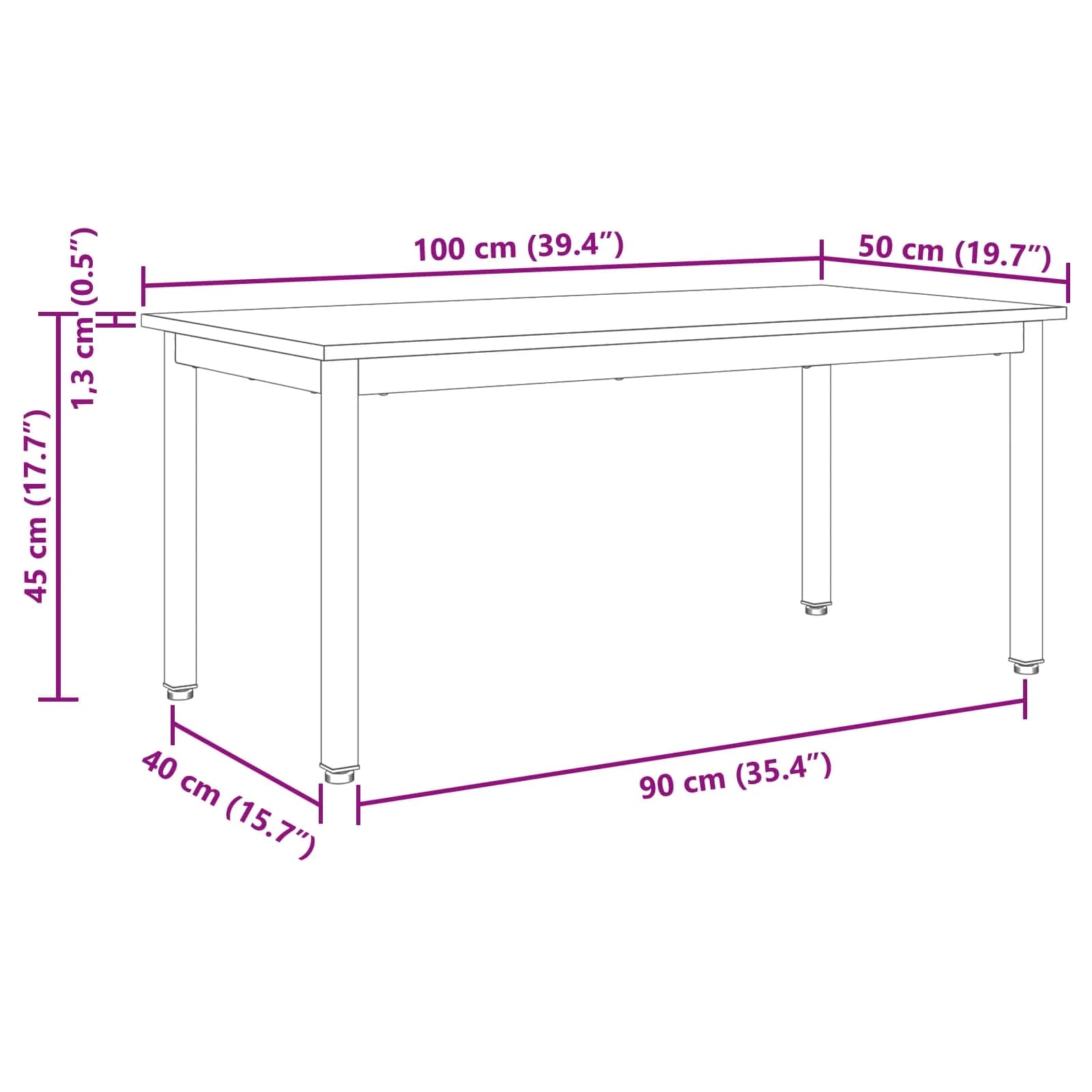 Klubska miza Siva Sonoma 100 x 50 x 45 cm Inženirski les - slika 12