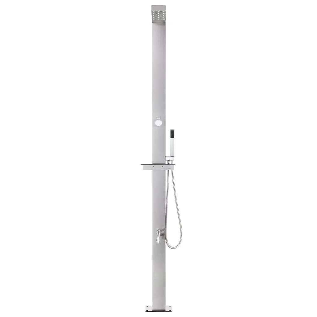 Vrtni tuš s sivim podstavkom 225 cm nerjaveče jeklo - slika 4