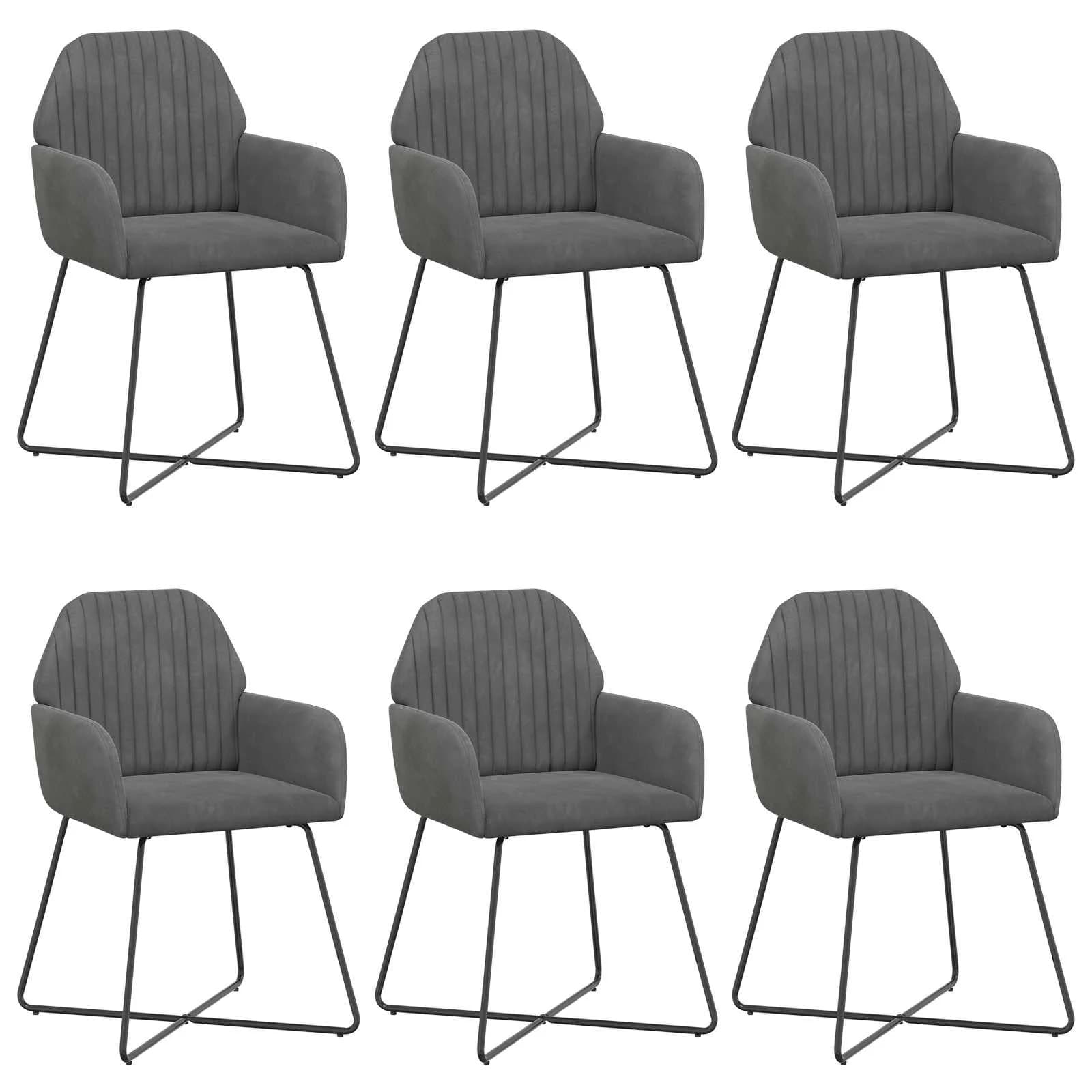 Jedilni stoli 6 kos Žamet Temno siva 55 x 50 x 84 cm - slika 2