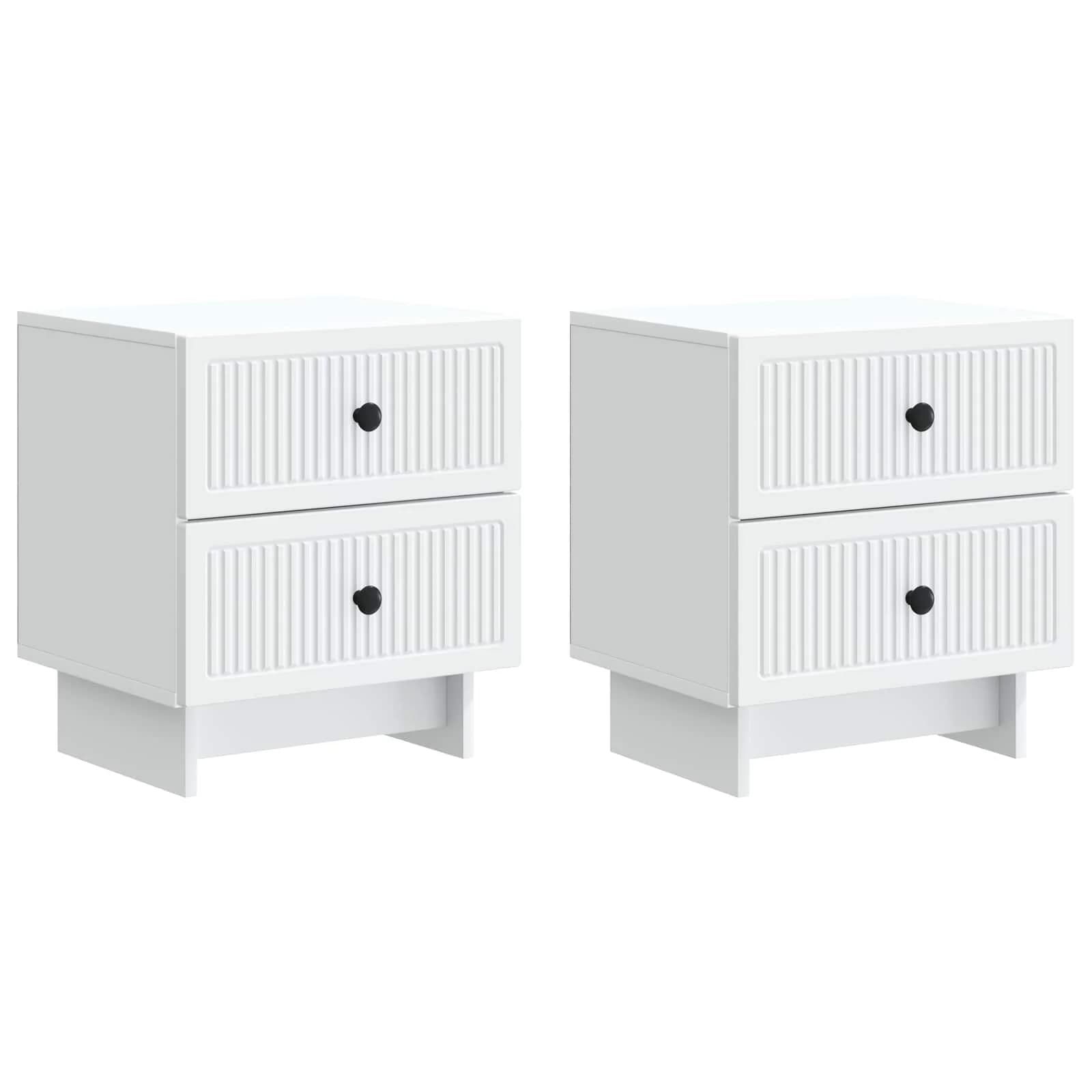 Nočna omarica 2 kos Bela 43 x 34,5 x 47,5 cm Inženirski les - slika 2