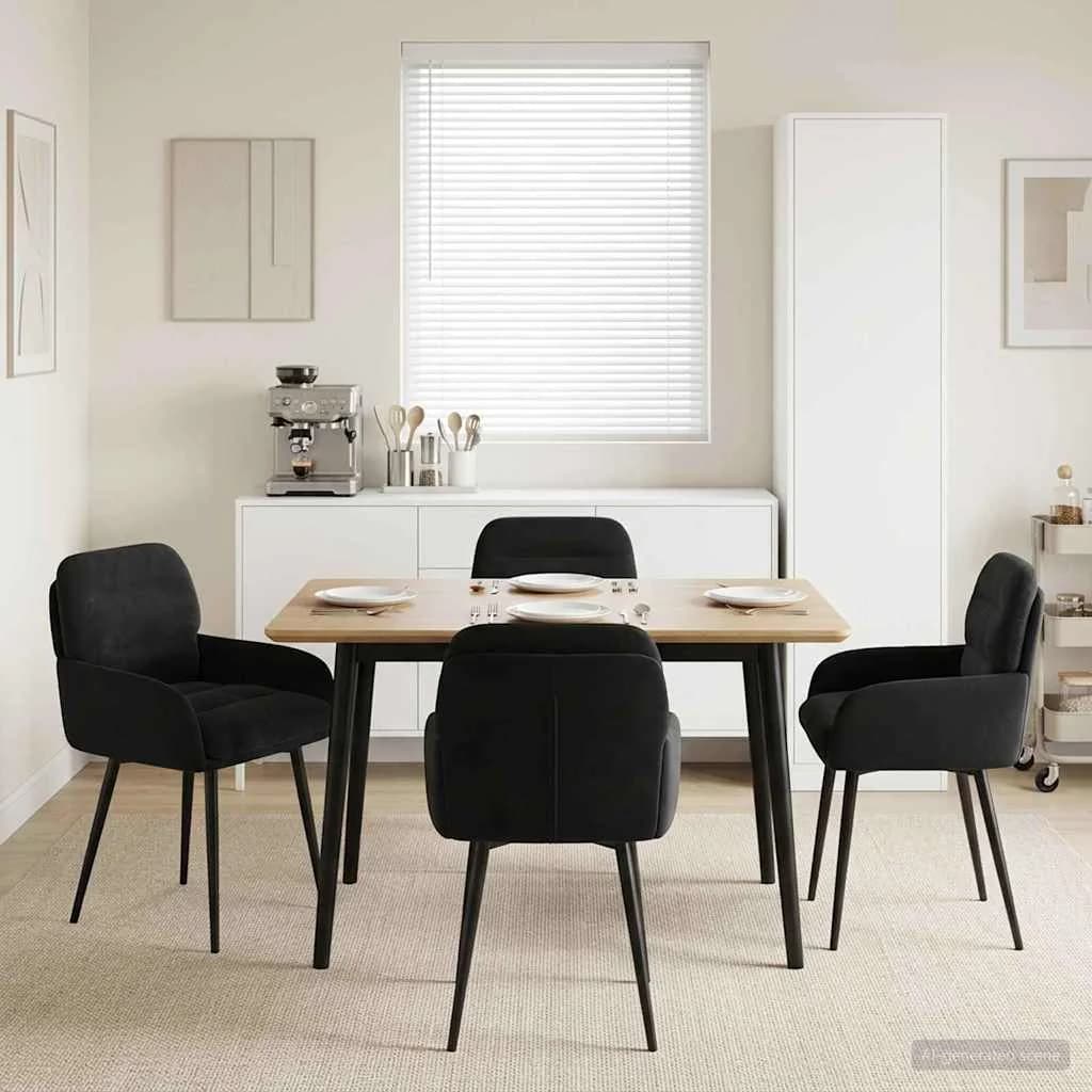 Jedilni stoli 4 kos Žamet Črna 59 x 59,5 x 90 cm