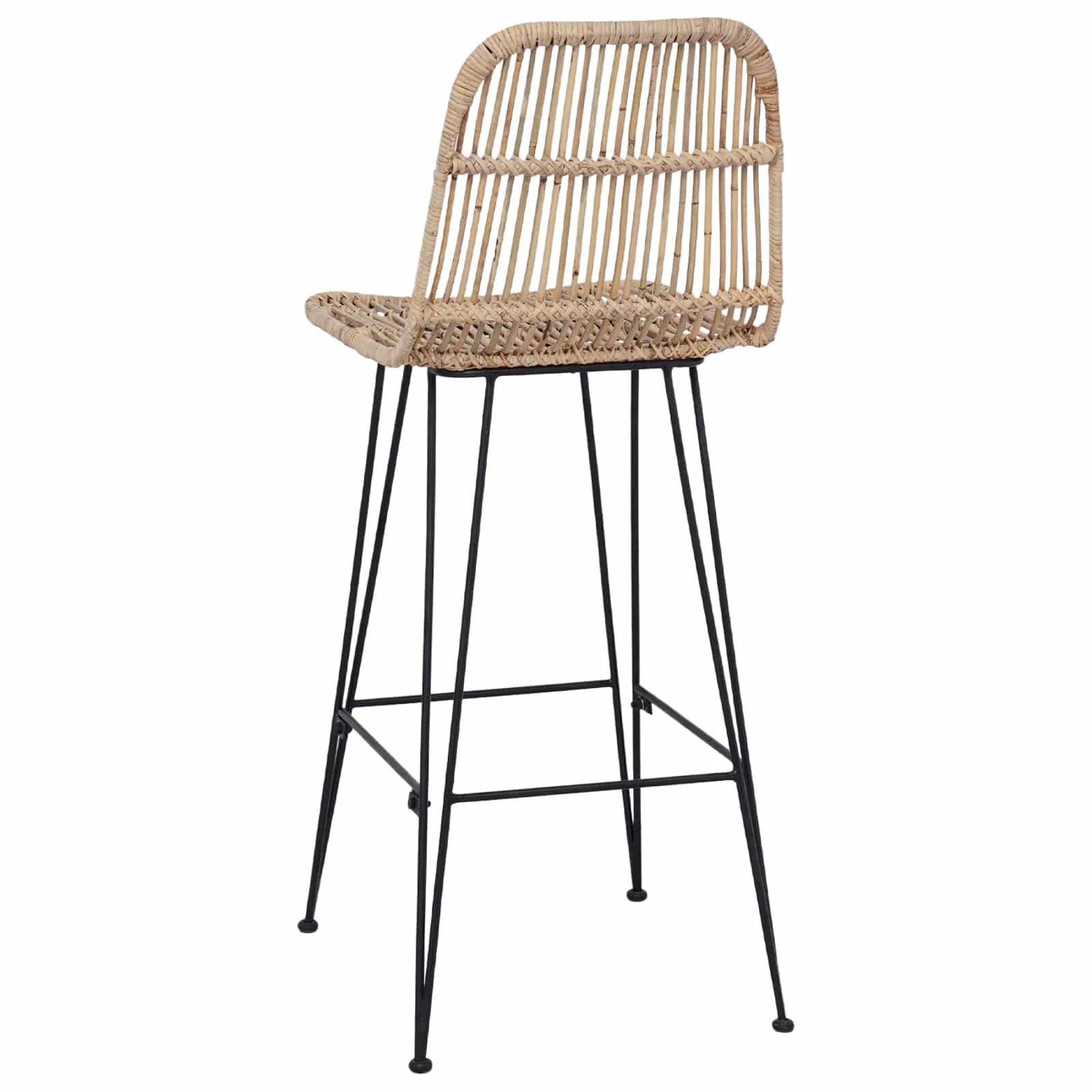 Barski stol 2 kos Naravna 44 x 55 x 109 cm Rattan in jeklo - slika 7