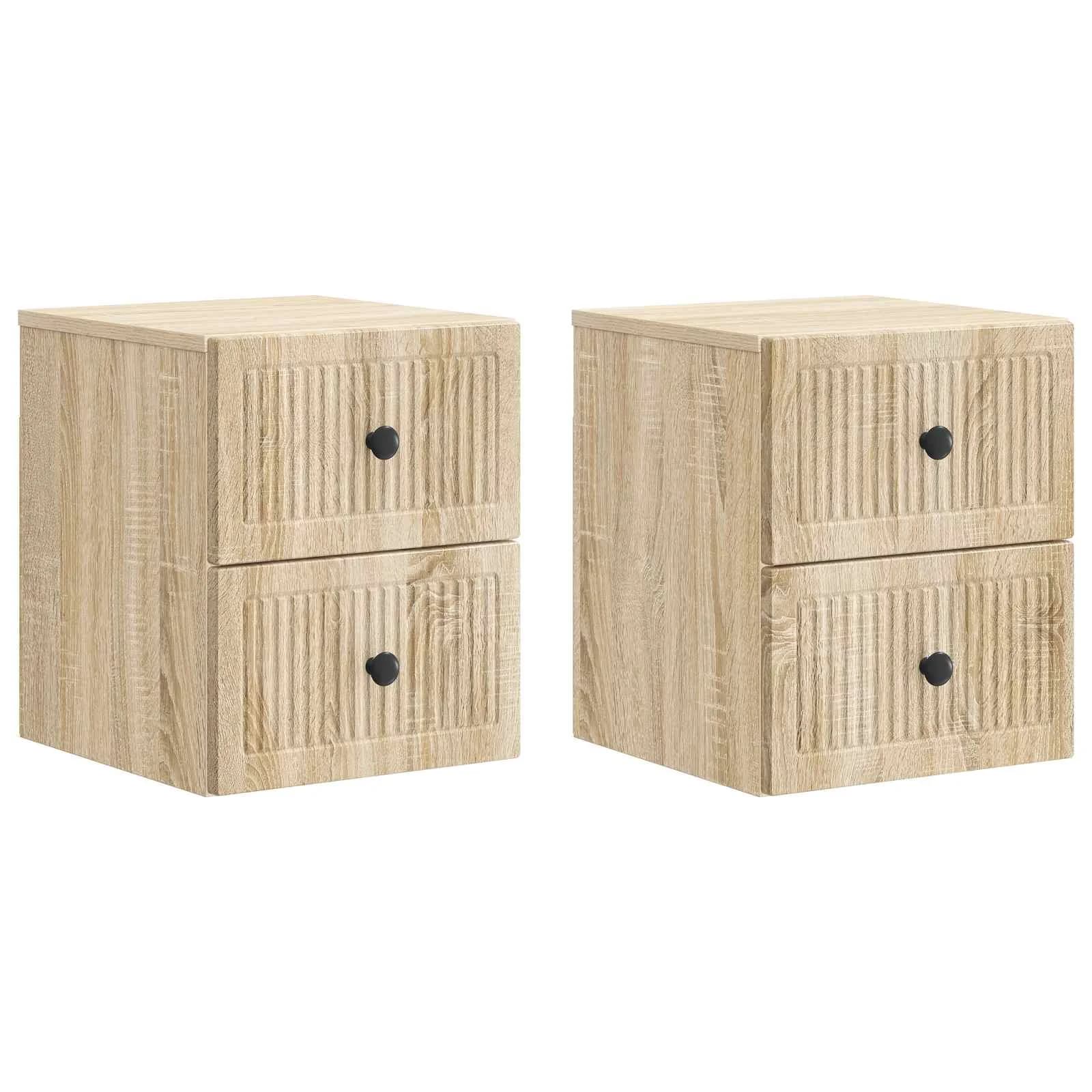 Stenski nočni omarici 2 kos Sonoma hrast 33 x 34,5 x 40 cm - slika 2