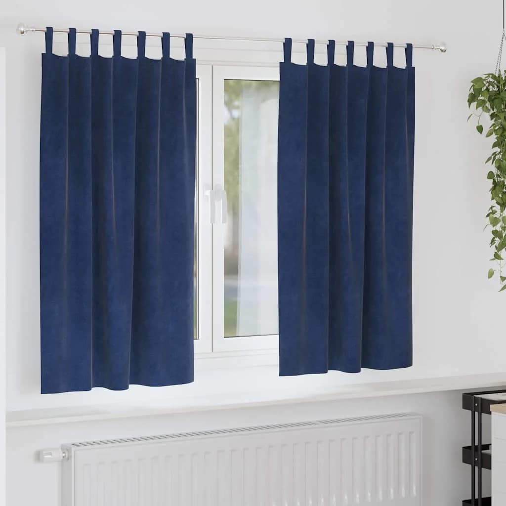 Zatemnitvene zavese 2 kos Temno modra 140 x 175 cm Žamet