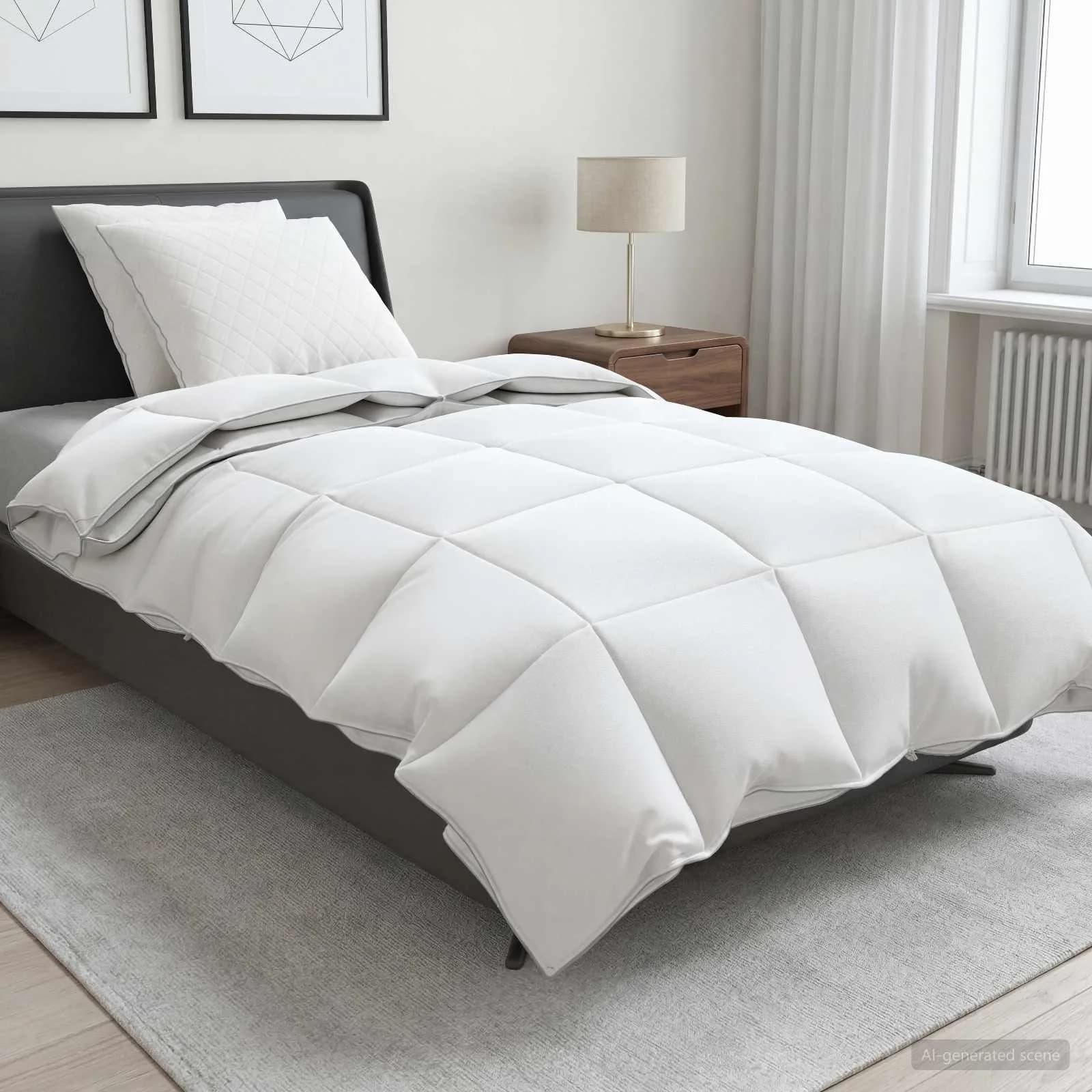 90% Gosji puh set odej FULDA 3 kos 135 x 220 cm 310 GSM Bela