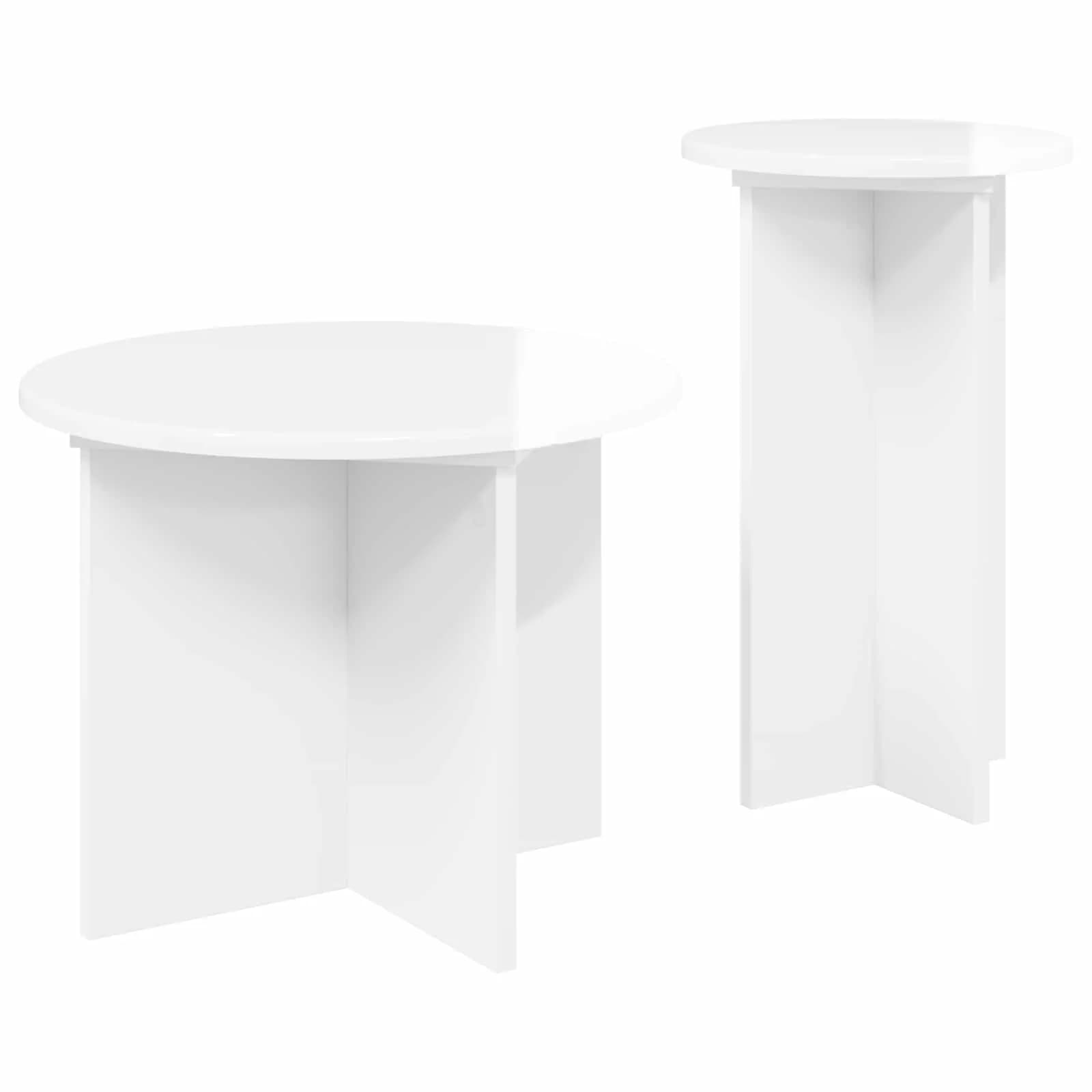 Komplet stranskih mizic 2 kos Bela visok sijaj Ø 45 x 35 cm - slika 5