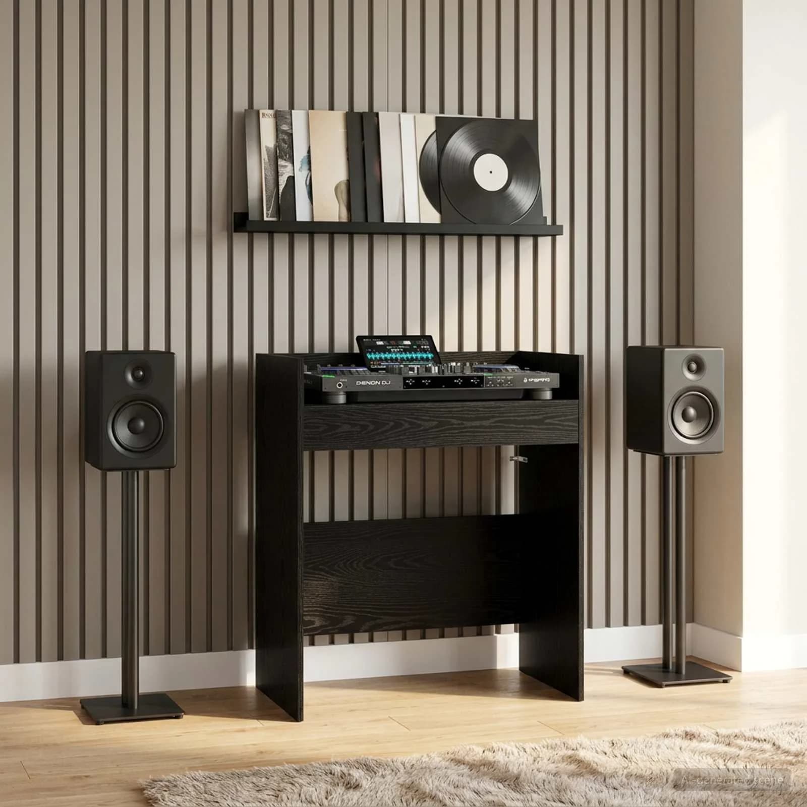 DJ miza Črni hrast 102 x 45 x 102 cm Inženirski les