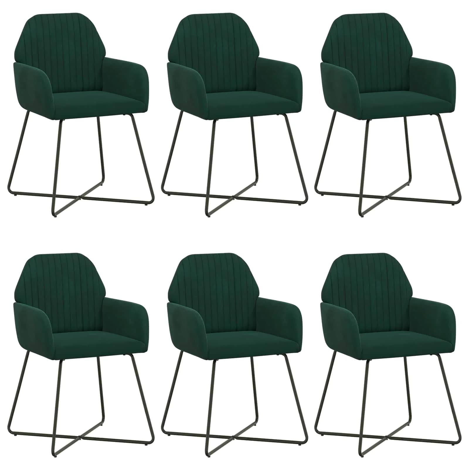 Jedilni stoli 6 kos Žamet Temno zelena 55 x 50 x 84 cm - slika 2
