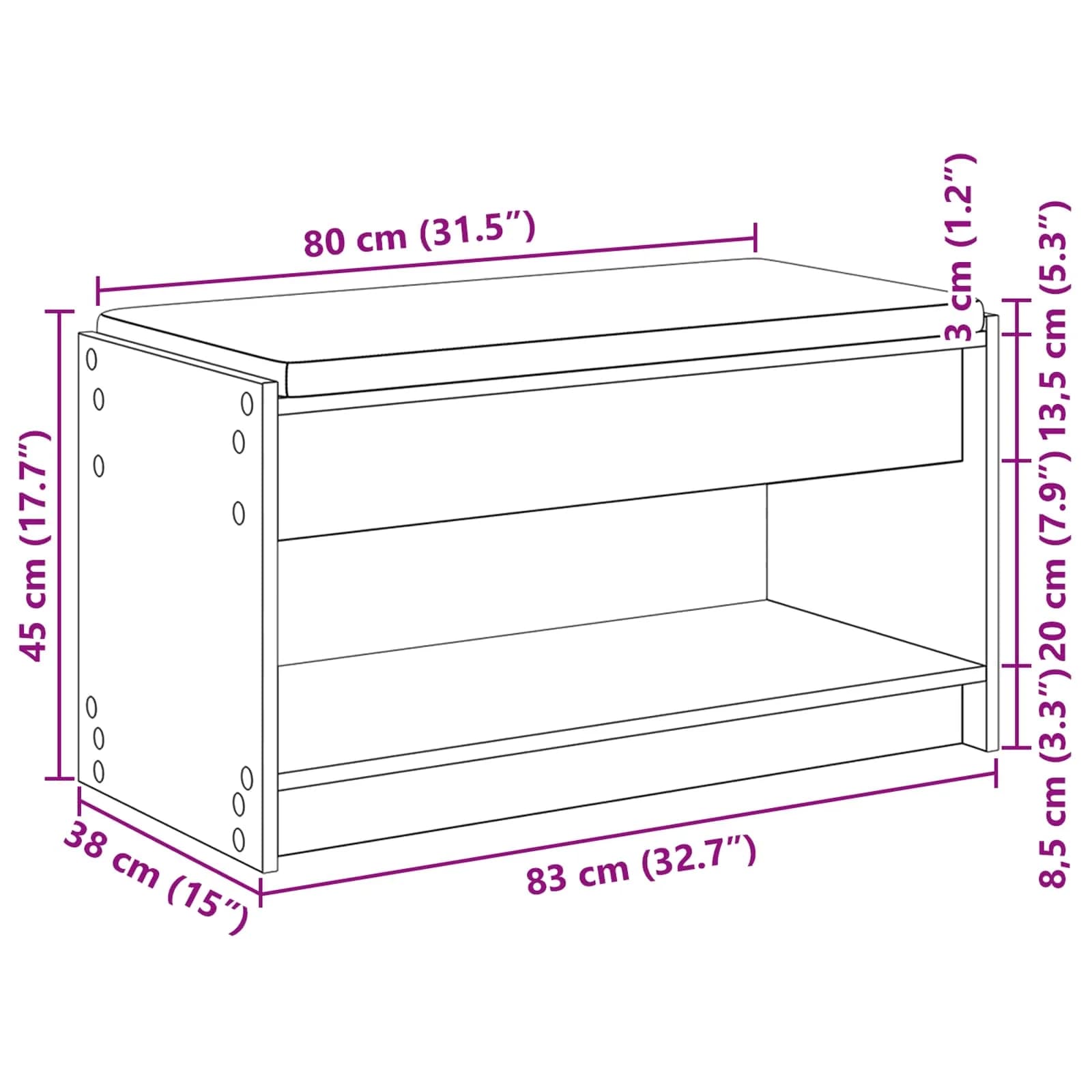 Haldna klop Beton Siva 83 x 38 x 45 cm Oblikovan Les in Tkanina - slika 11