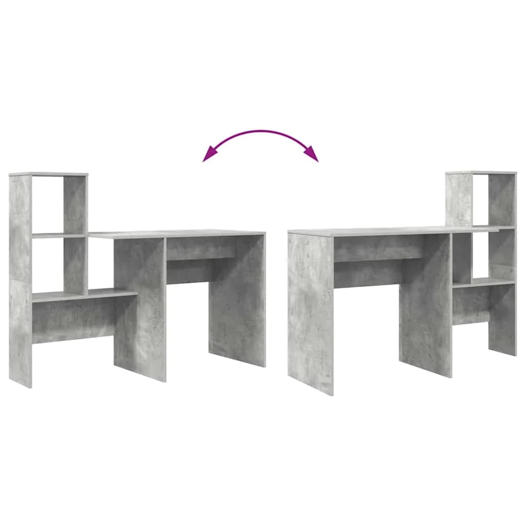 Miza Betonsko siva Inženirski les 131,5 x 50 x 106,5 cm - slika 9