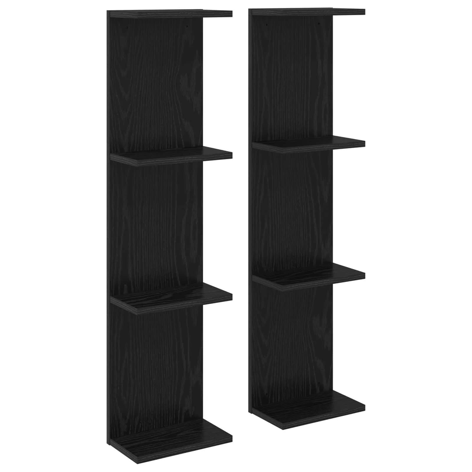 Stenska polica 2 kos Črni hrast 22 x 15 x 100 cm Inženirski les - slika 2