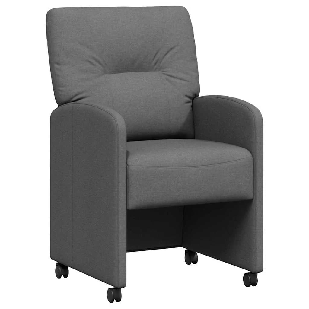 Jedilni stoli s kolesi 2 kos blago Temno siva 57 x 67 x 95 cm - slika 2