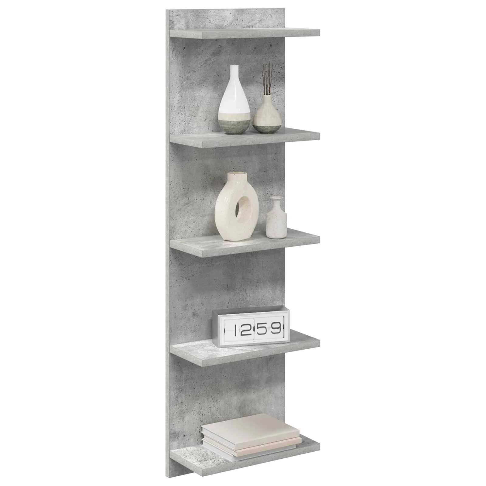 Stenska polica Betonsko siva 30 x 15 x 100 cm Inženirski les - slika 3