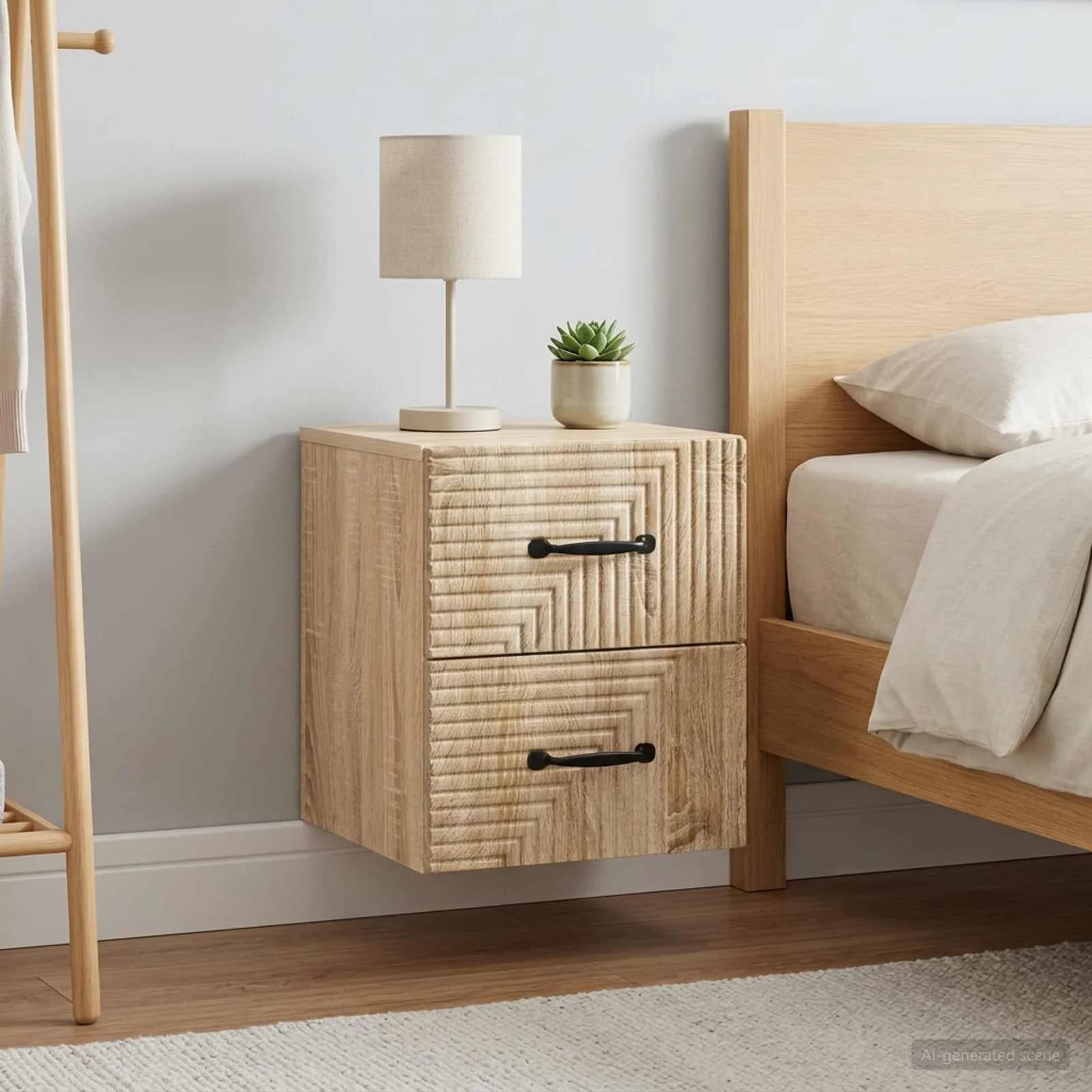 Stenski nočni omarici 2 kos Sonoma hrast 34,5 x 33 x 40 cm - slika 4