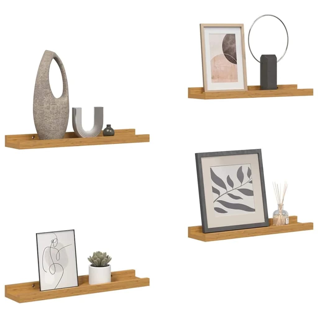 Stenska polica Montaža za steno 4 kos Bež 60 x 9 x 3 cm - slika 3