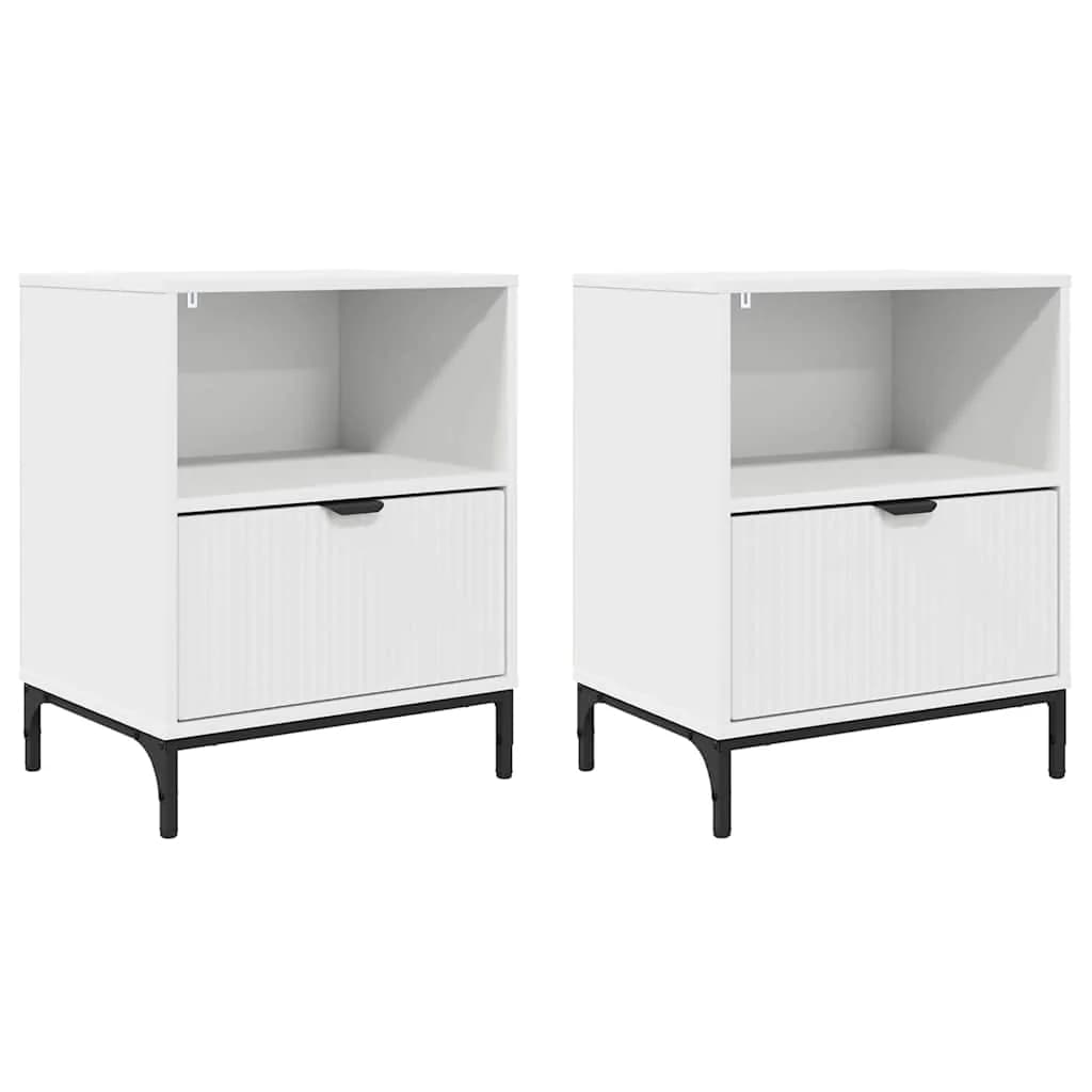 Nočna omarica 2 kos Bela 49 x 36 x 61 cm Inženirski les - slika 2