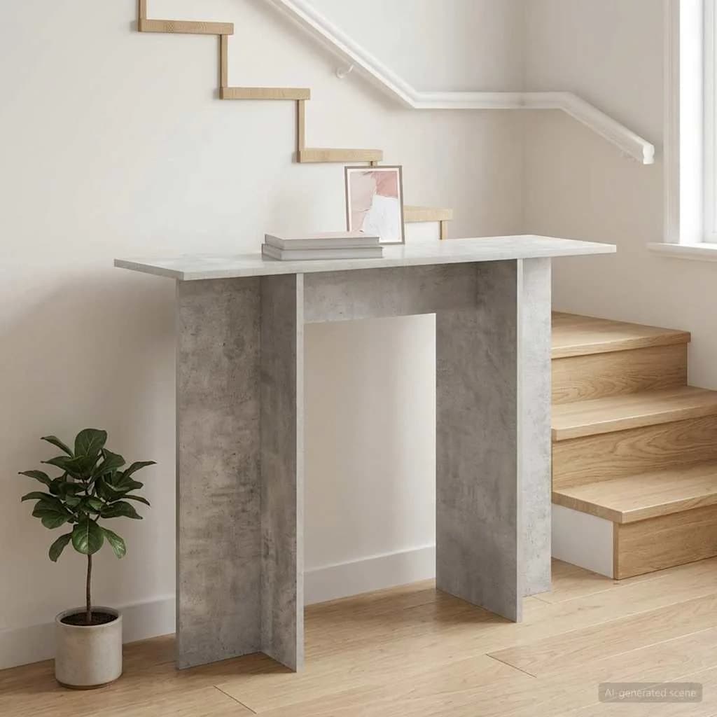 Konzolna miza Betonsko siva 100 x 30 x 75 cm Inženirski les - slika 4