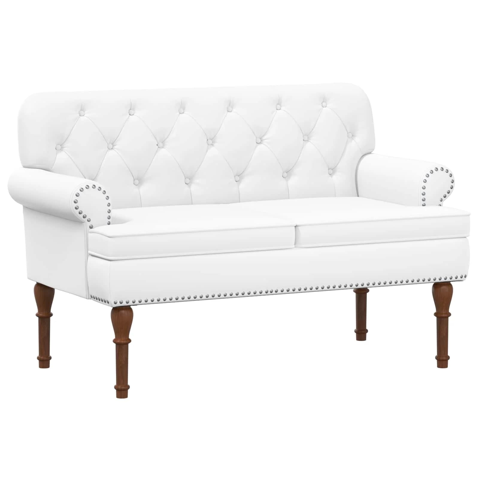 Dvojnica s gumbi Bela 120 x 65 x 77 cm Umetno usnje - slika 2
