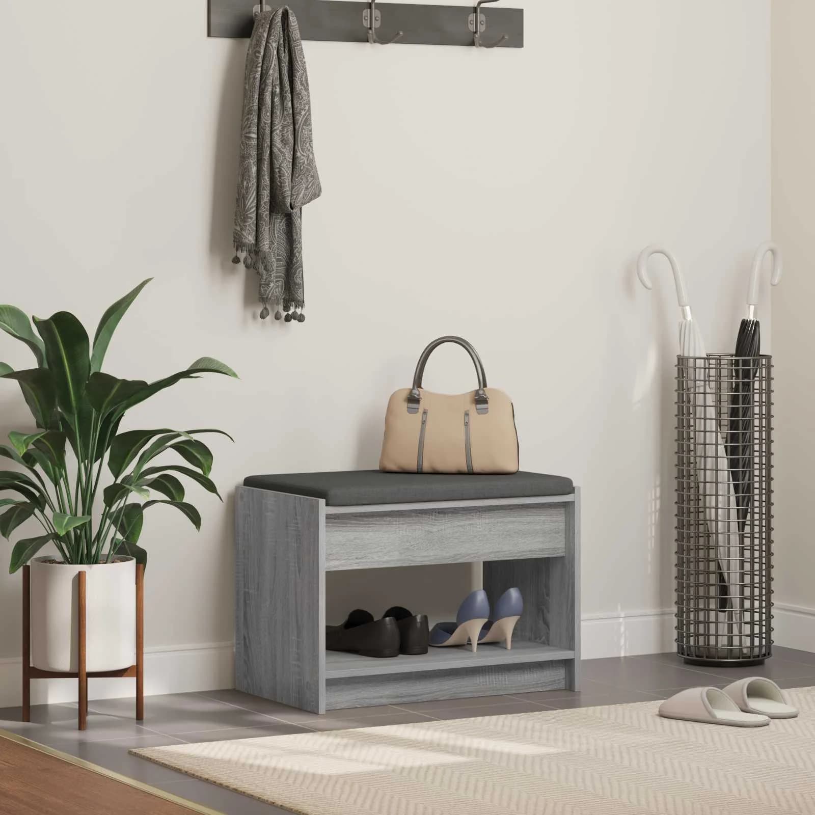 Haldna klop z blazino s polico Siva Sonoma 63 x 38 x 45 cm