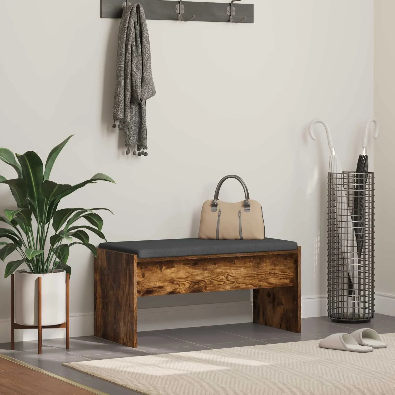 Haldna klop z blazino Dimljeni oreh 83 x 38 x 40 cm