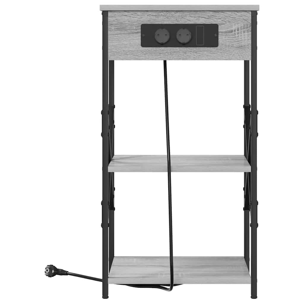 Nočna omarica 2 kos Siva Sonoma 41 x 31 x 76 cm Inženirski les - slika 6
