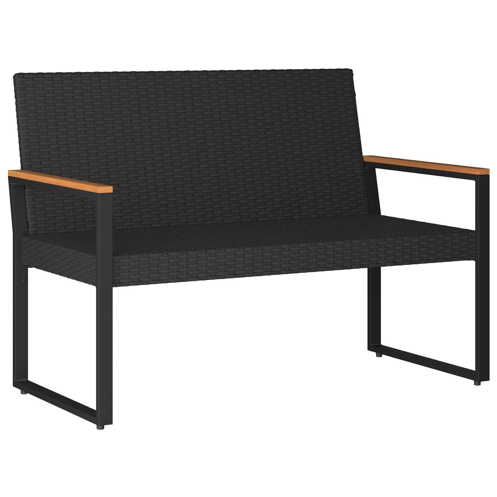 Zunanja klop z blazino Črna 107 x 61 x 80 cm poli ratan - slika 4