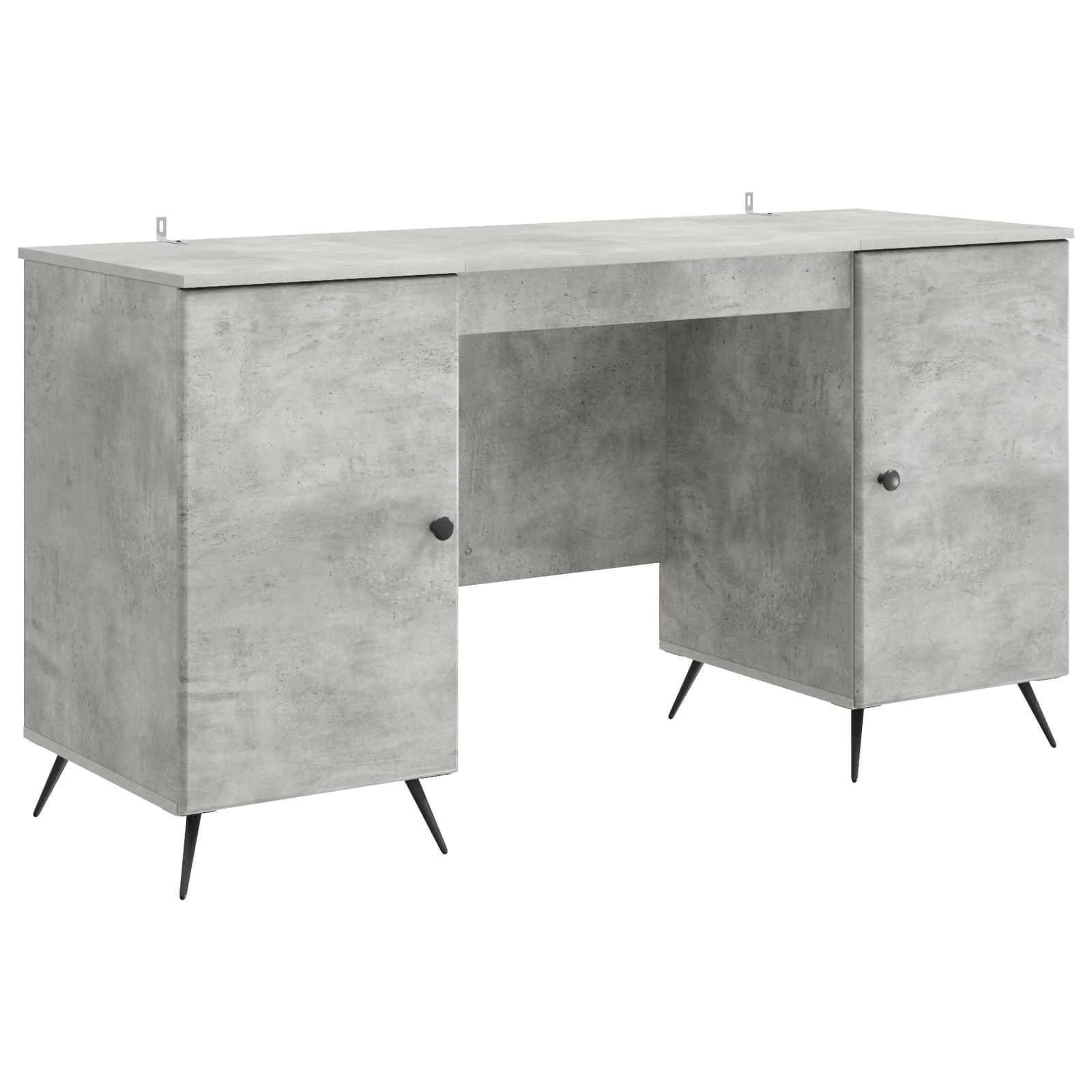 Miza s polico Betonsko siva 142,5 x 50 x 75 cm Inženirski les - slika 2